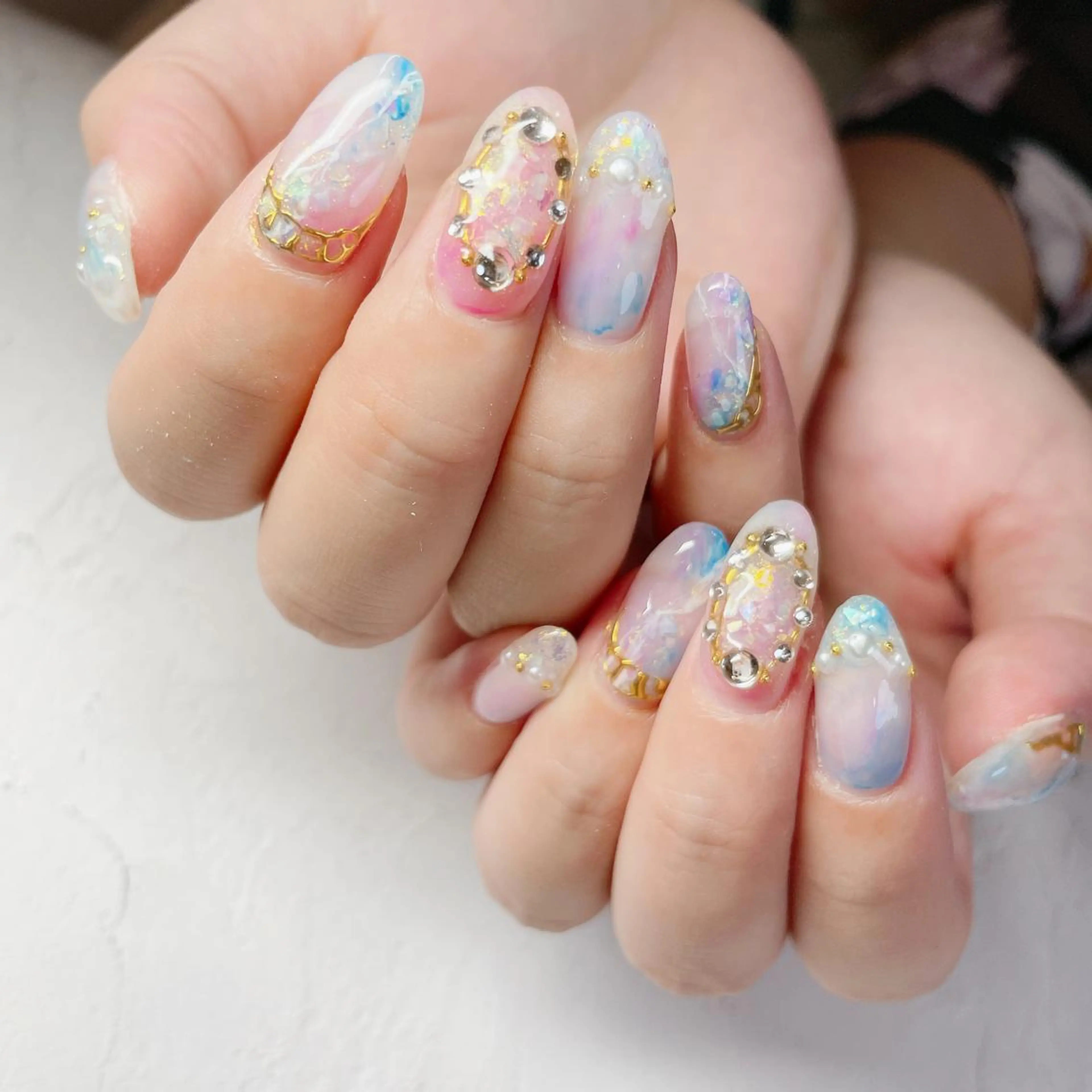 ネイル アートネイル ジェルネイル 夏ネイル ハンドネイル LaLa Peach 福岡のマツエク・マツパデザイン