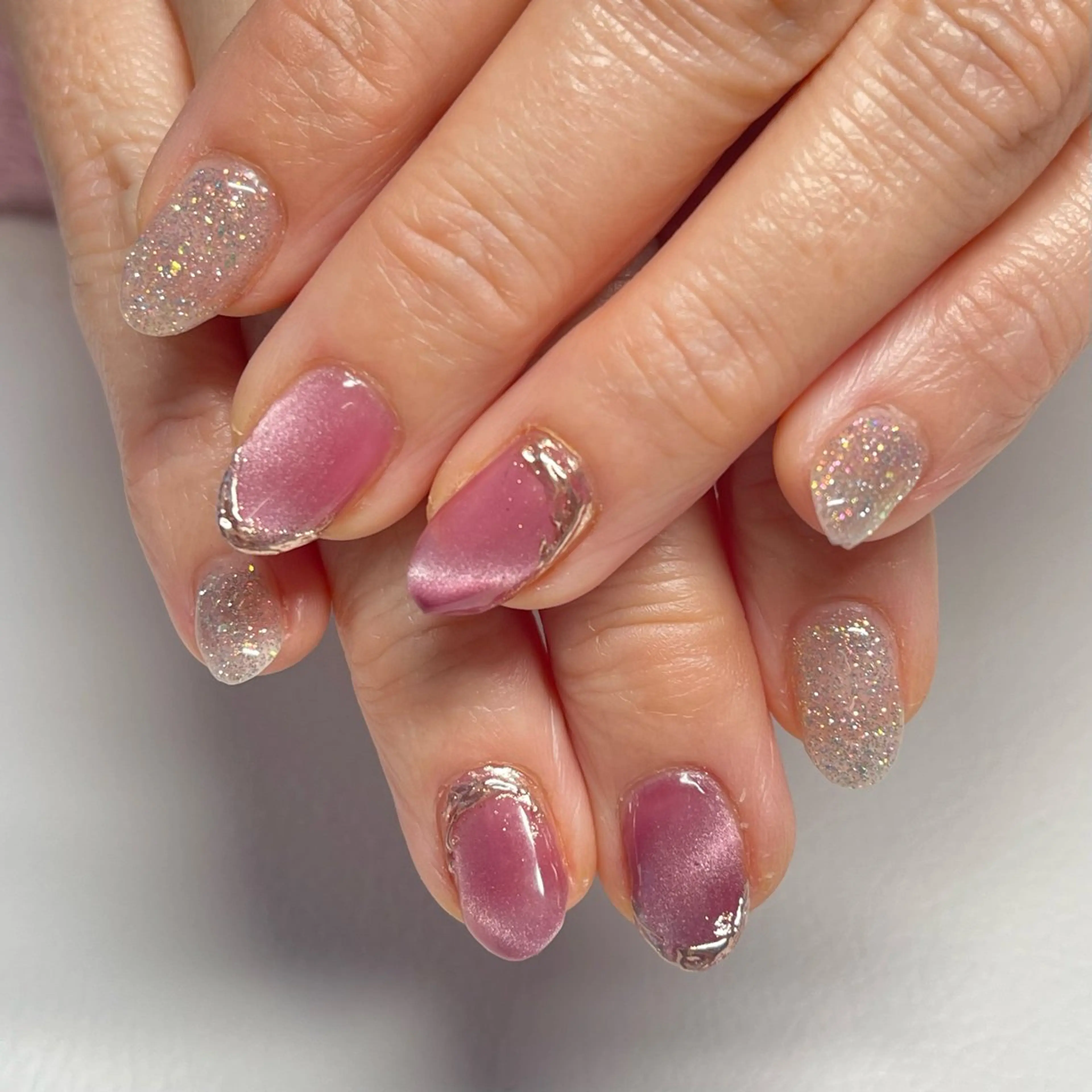 ネイル アートネイル キラキラネイル ラメ(グリッター) マグネットネイル ミラーネイル Flora nailのネイルデザイン