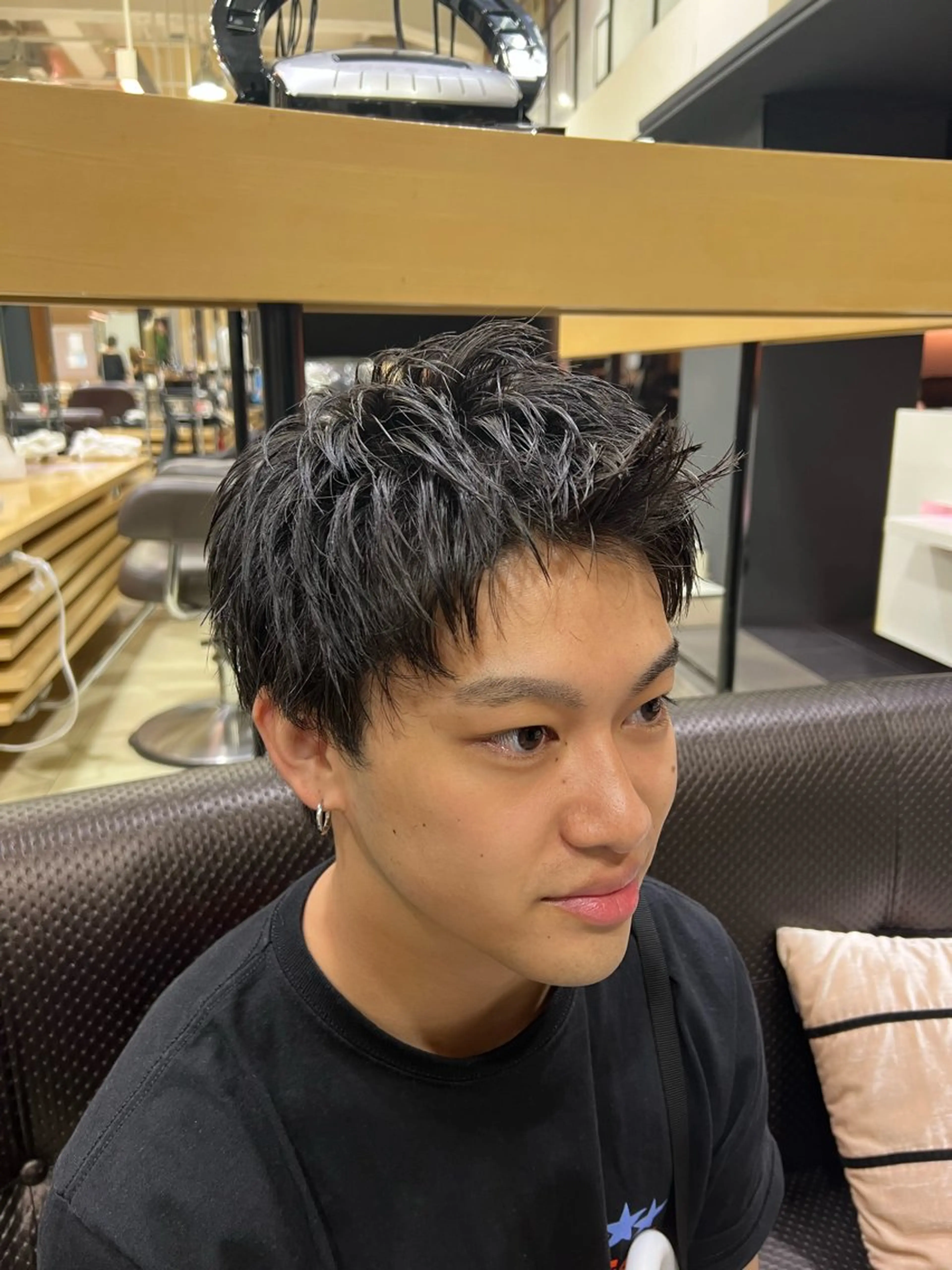 ショート メンズ スパイキーショート ショートヘア カット トリートメント 韓国ヘアダウンパーマ シャドウパーマ/航太のヘアスタイル