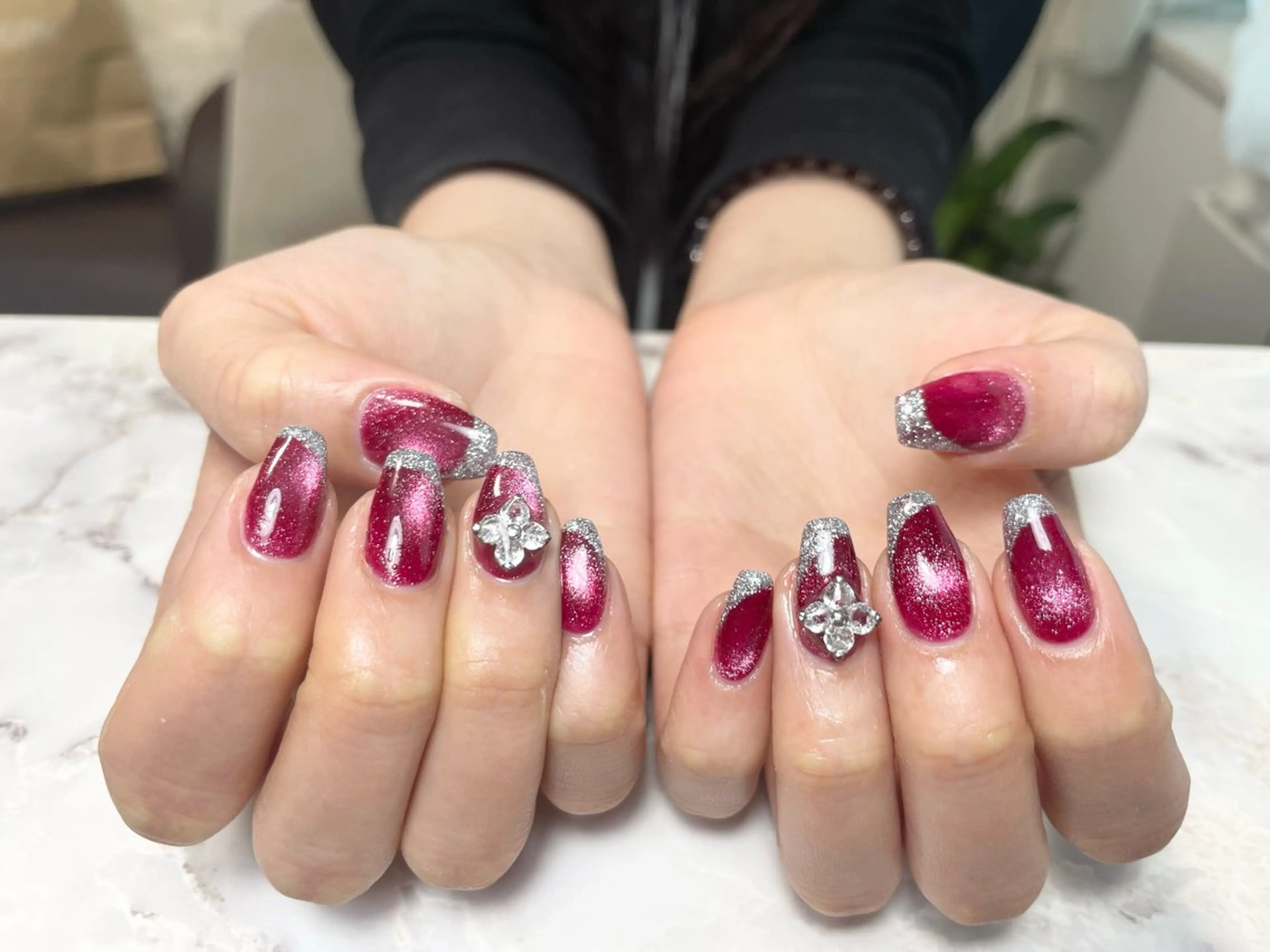 ネイル フレンチネイル ジェルネイル ハート マグネットネイル ニュアンスネイル ハンドネイル BLANCEnail所属・BLANCnail yuuのネイルデザイン