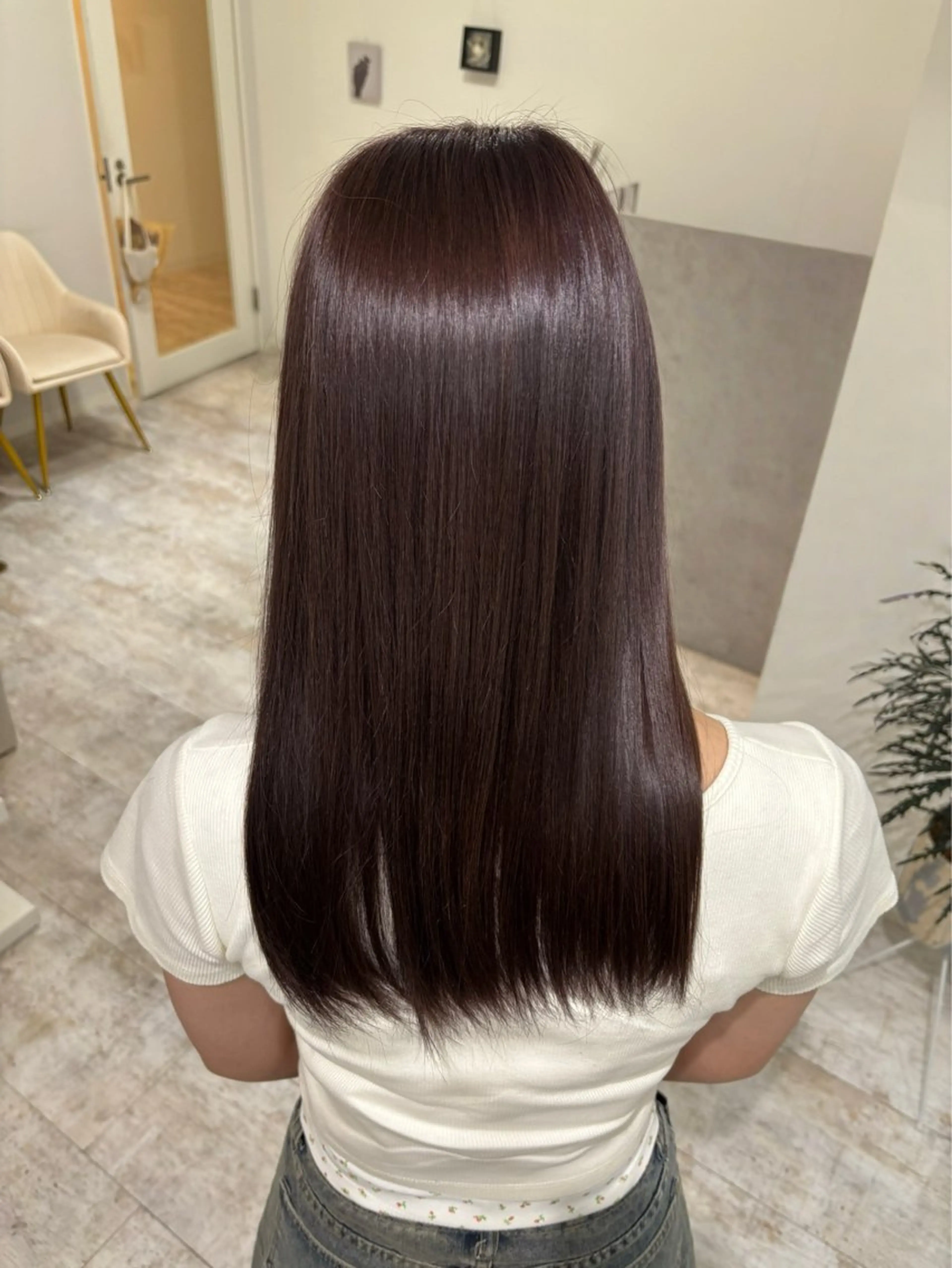 ロング カラー ブリーチ ディープラベンダー ダブルカラー ラベンダーカラー ブリーチなしカラー ate.心斎橋 まゆのヘアスタイル