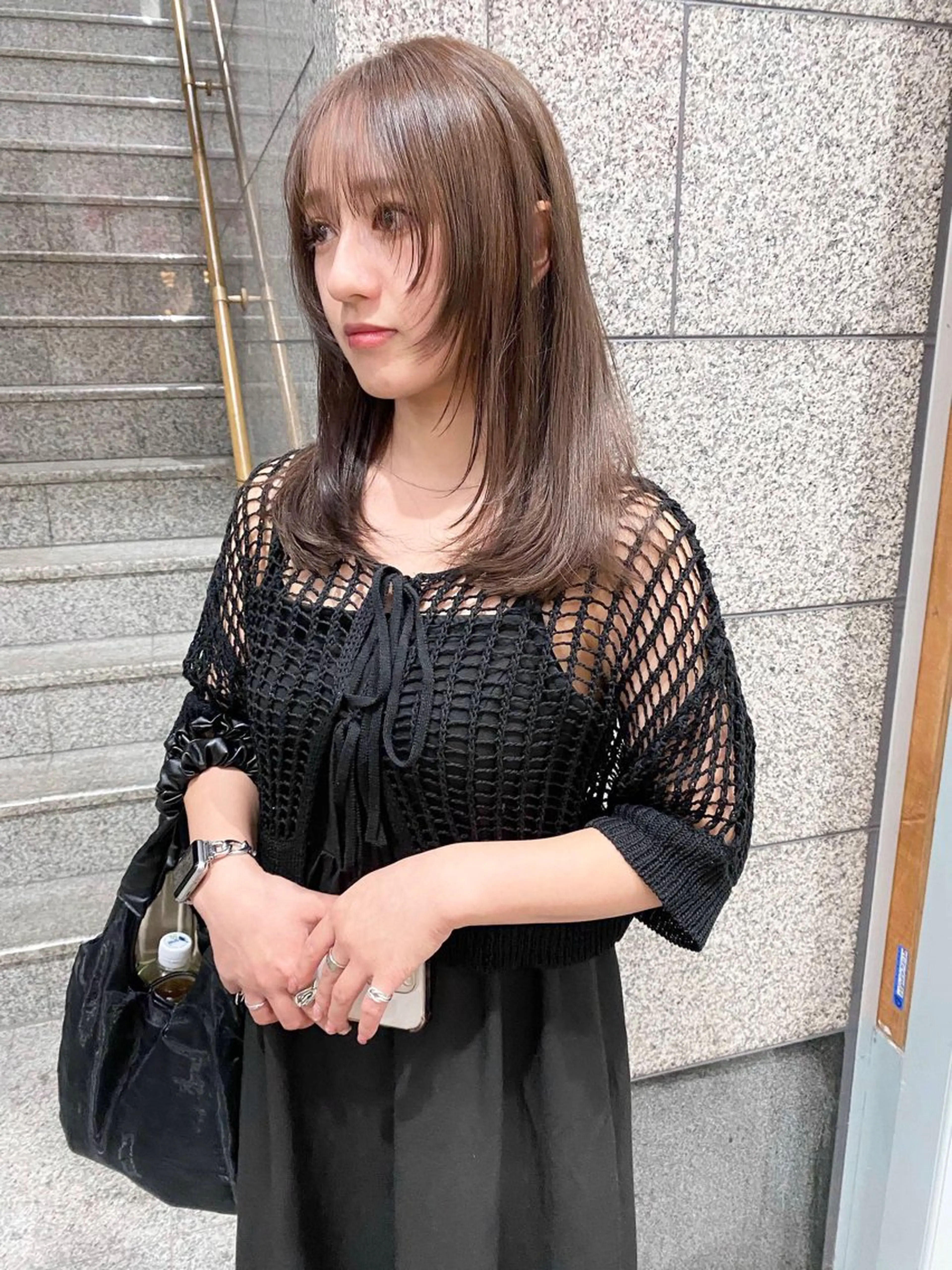 ミディアム カラー ベージュカラー カット ヘアカラー 福崎 真奈のヘアスタイル