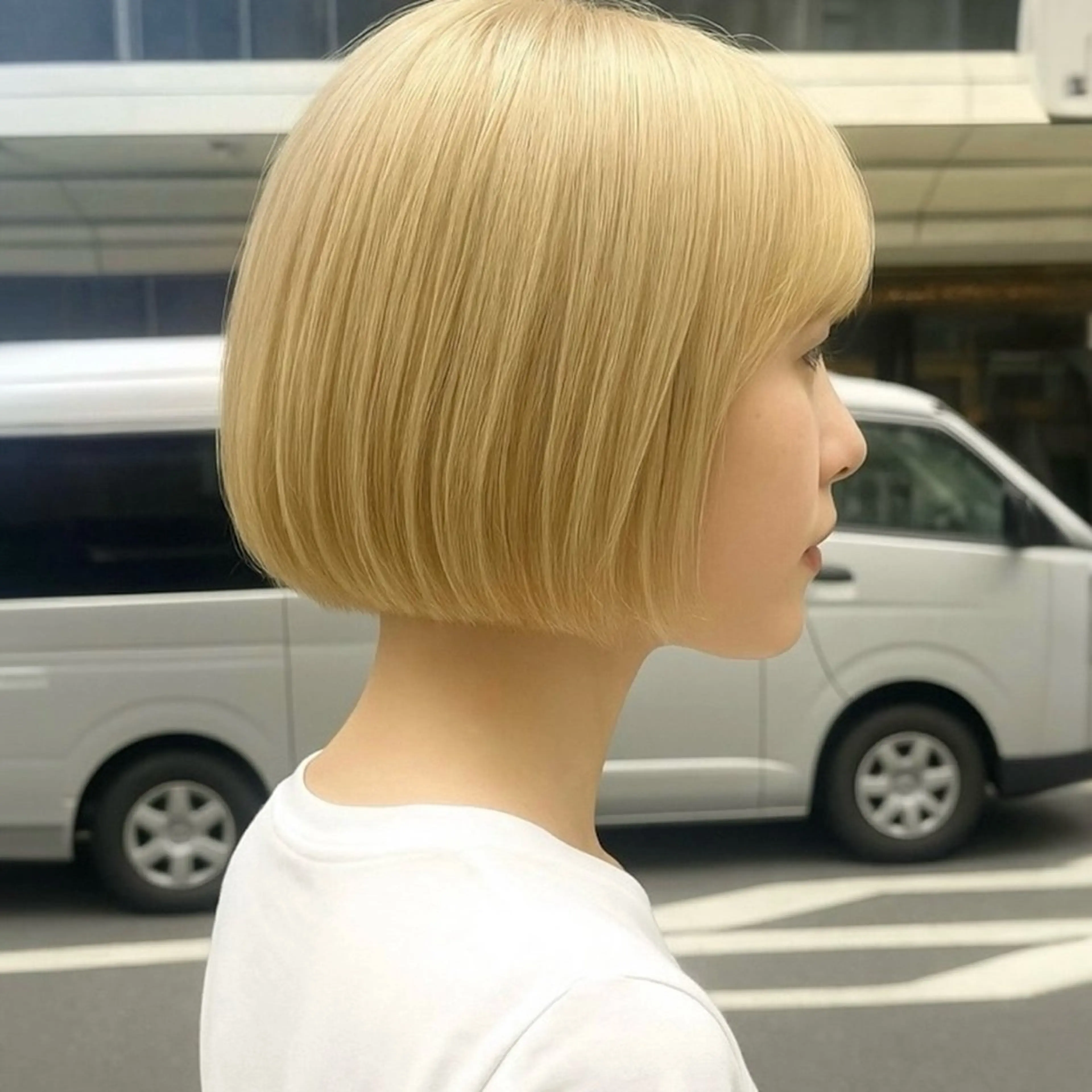 ショート カラー ベージュカラー ブリーチ ブロンド ハイトーンカラー ミルクティーベージュ ヘアカラー トリートメント 【nui 茨木】 清水優/髪質改善のヘアスタイル