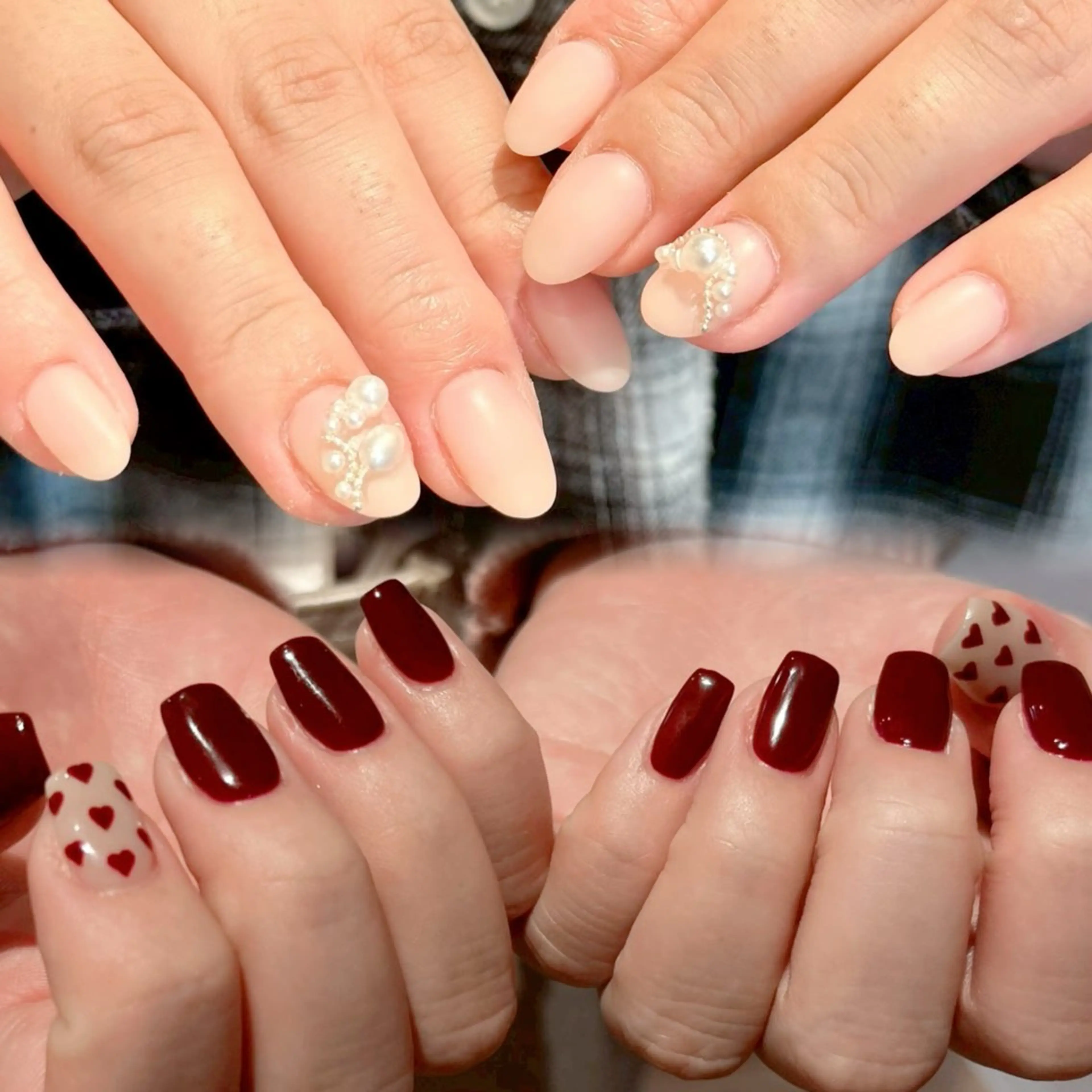 ネイル ボルドー マットネイル オフィスネイル シンプルネイル ハンドネイル Bianca 名駅店 rinnのネイルデザイン