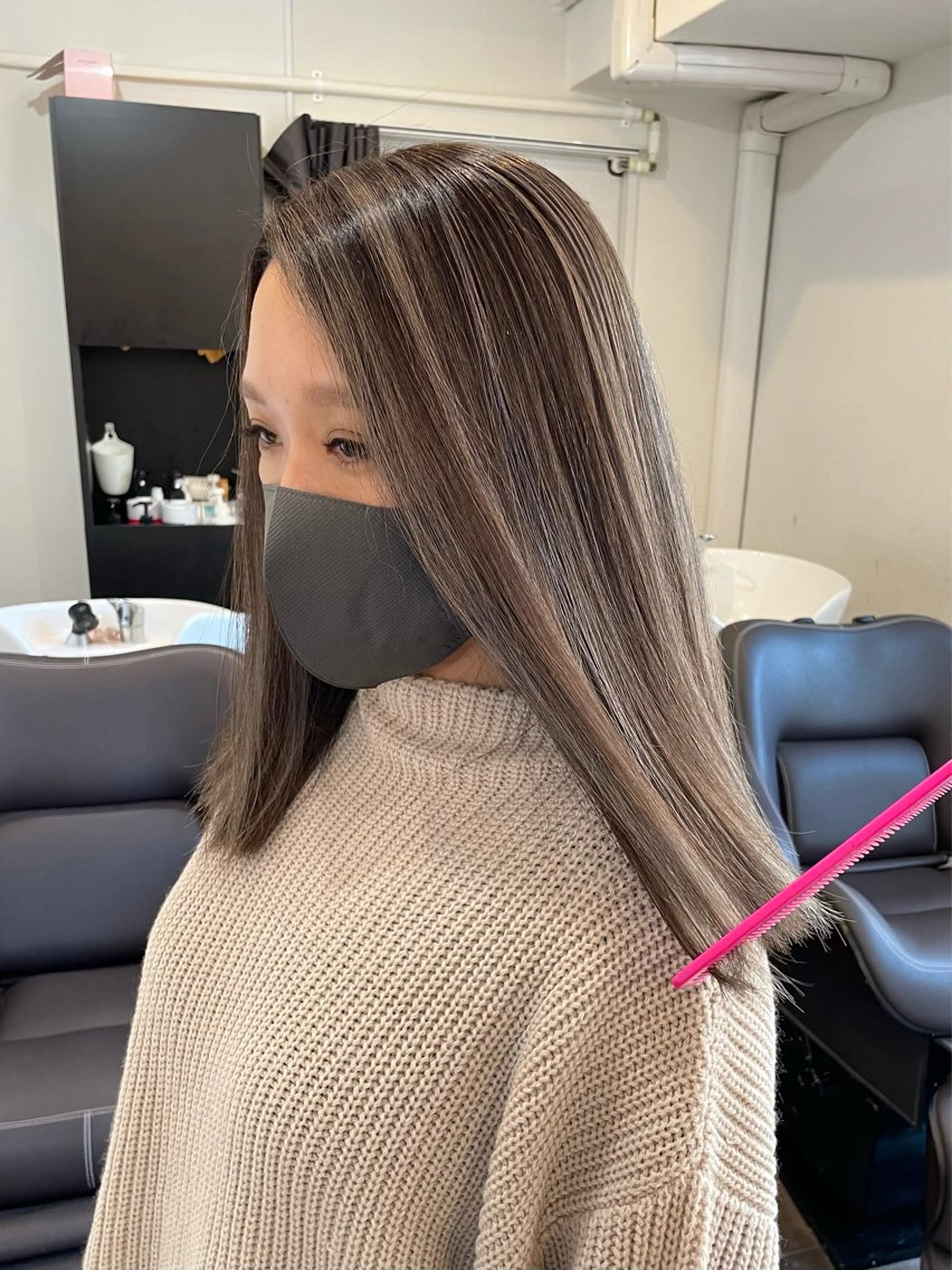 ロング カラー ハイライトカラー ハイライト 💚色落ちまで可愛い 髪質改善カラーゆうまのヘアスタイル