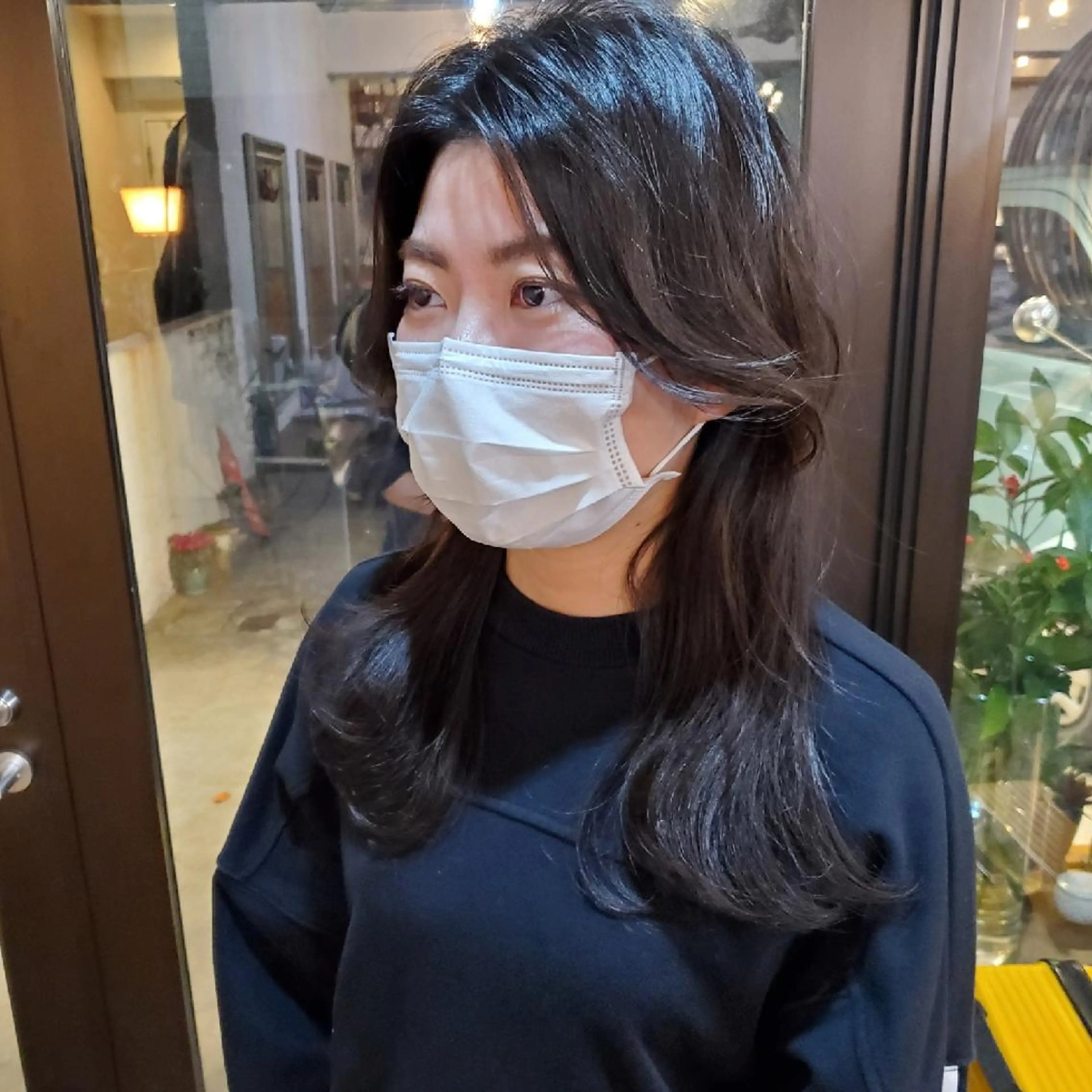 ロング カラー 切りっぱなしボブ ショートボブ バレイヤージュ ベージュカラー 黒髪 カット ヘアカラー トリートメント フリーランス所属・韓国ヘア レイヤー くびれヘアMATSUのヘアスタイル