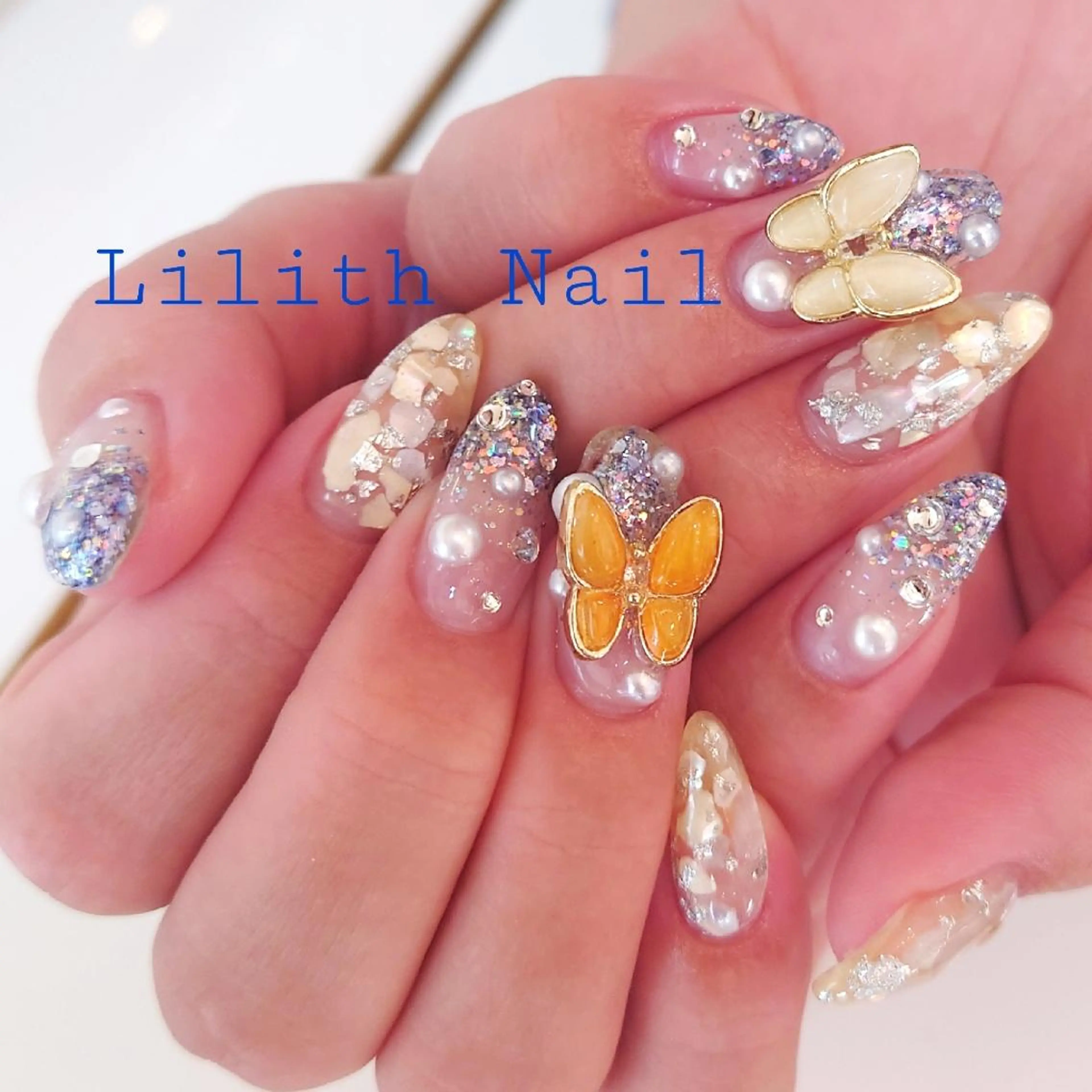 ネイル クリアネイル ラメ(グリッター) 春ネイル Lilith Nailのネイルデザイン