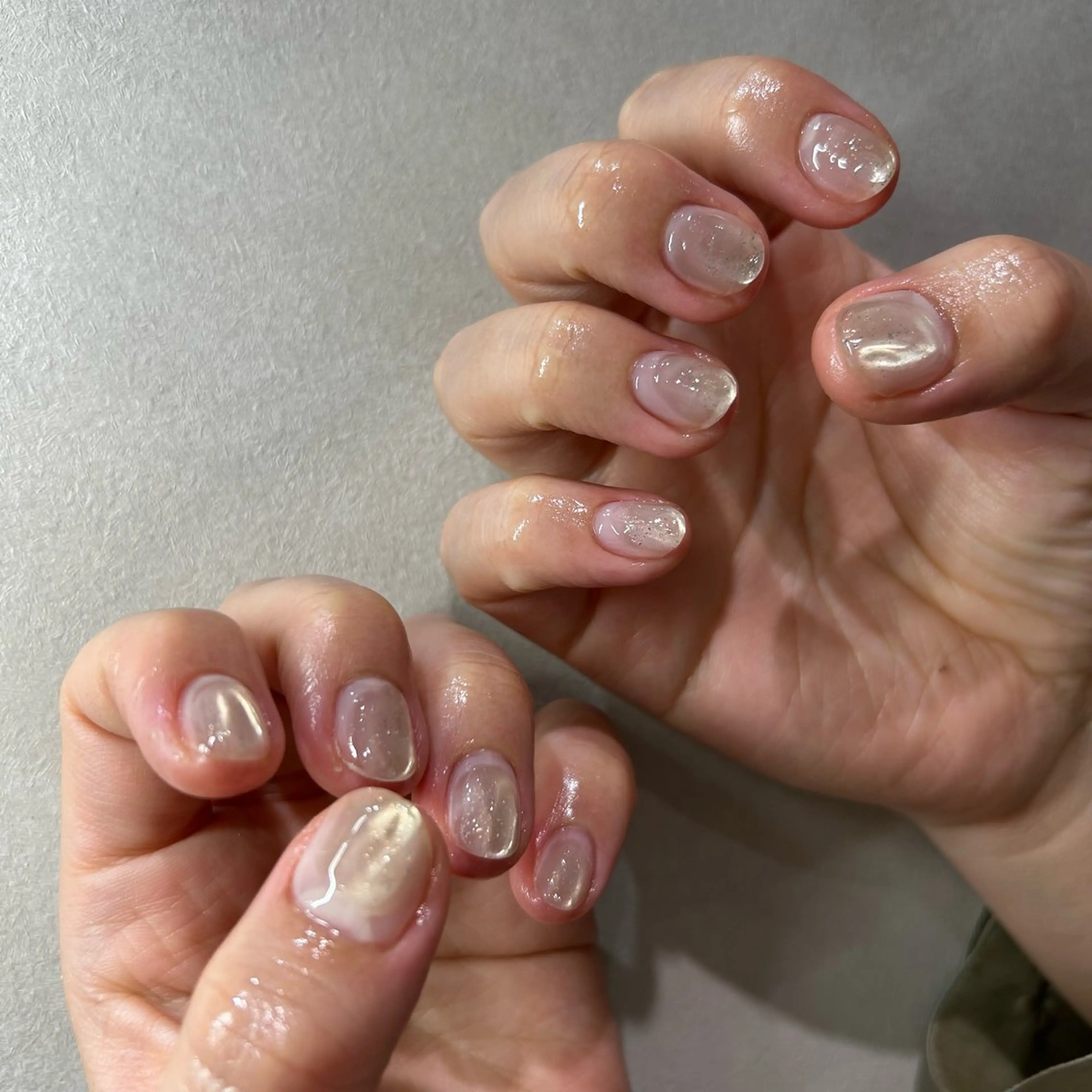 ネイル ラメ(グリッター) マグネットネイル ニュアンスネイル ハンドネイル nail&care salon soa所属・soa/美容液ケアで 自爪を育てるネイルのネイルデザイン