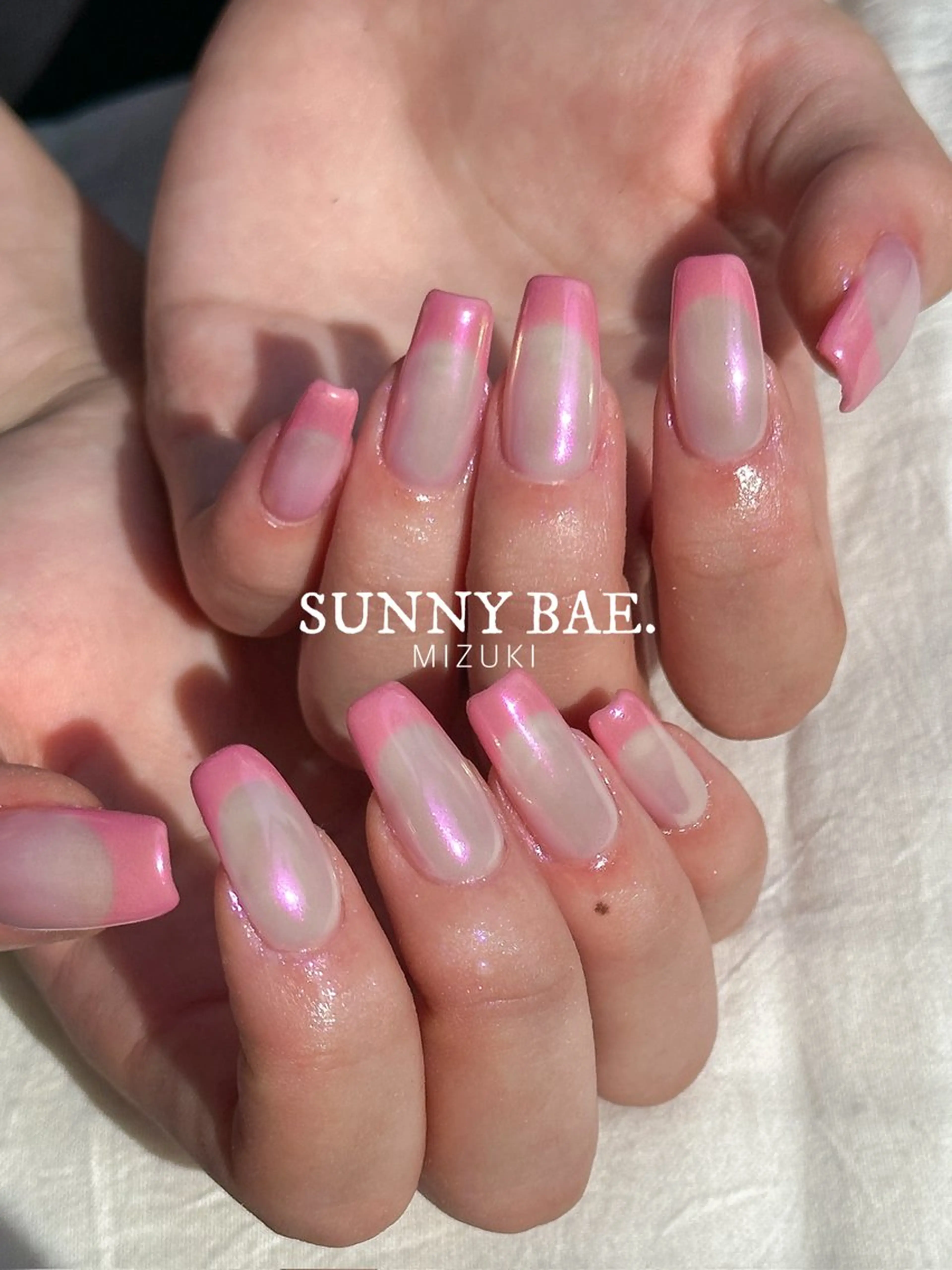 ネイル フレンチネイル ピンク 夏ネイル ハンドネイル SUNNY BAE. 🌼MIZUKIのネイルデザイン