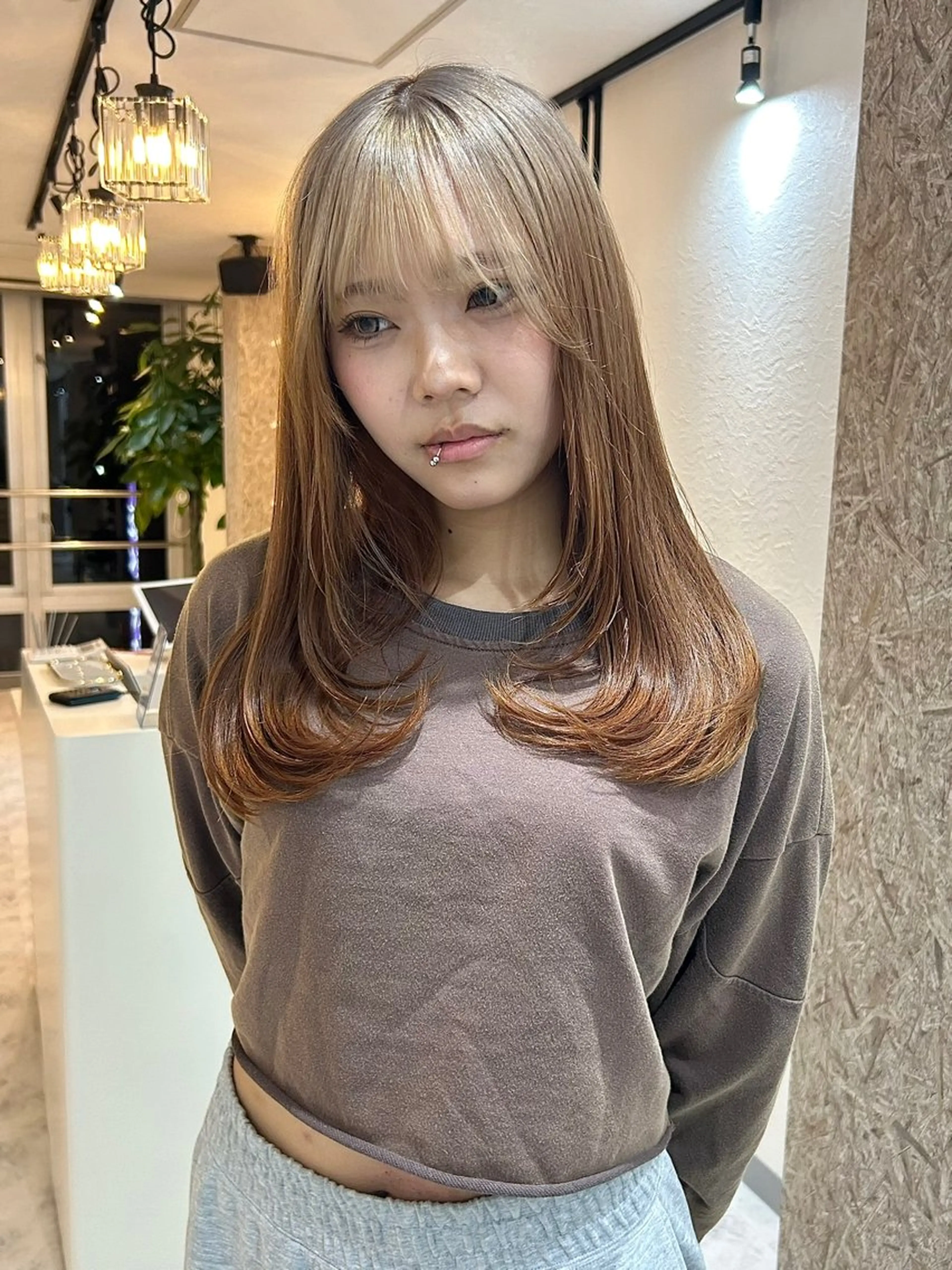 ロング カラー ヘアカラー トリートメント Via 京都烏丸所属・ハイトーン/髪質改善 /レイヤー/りなのヘアスタイル