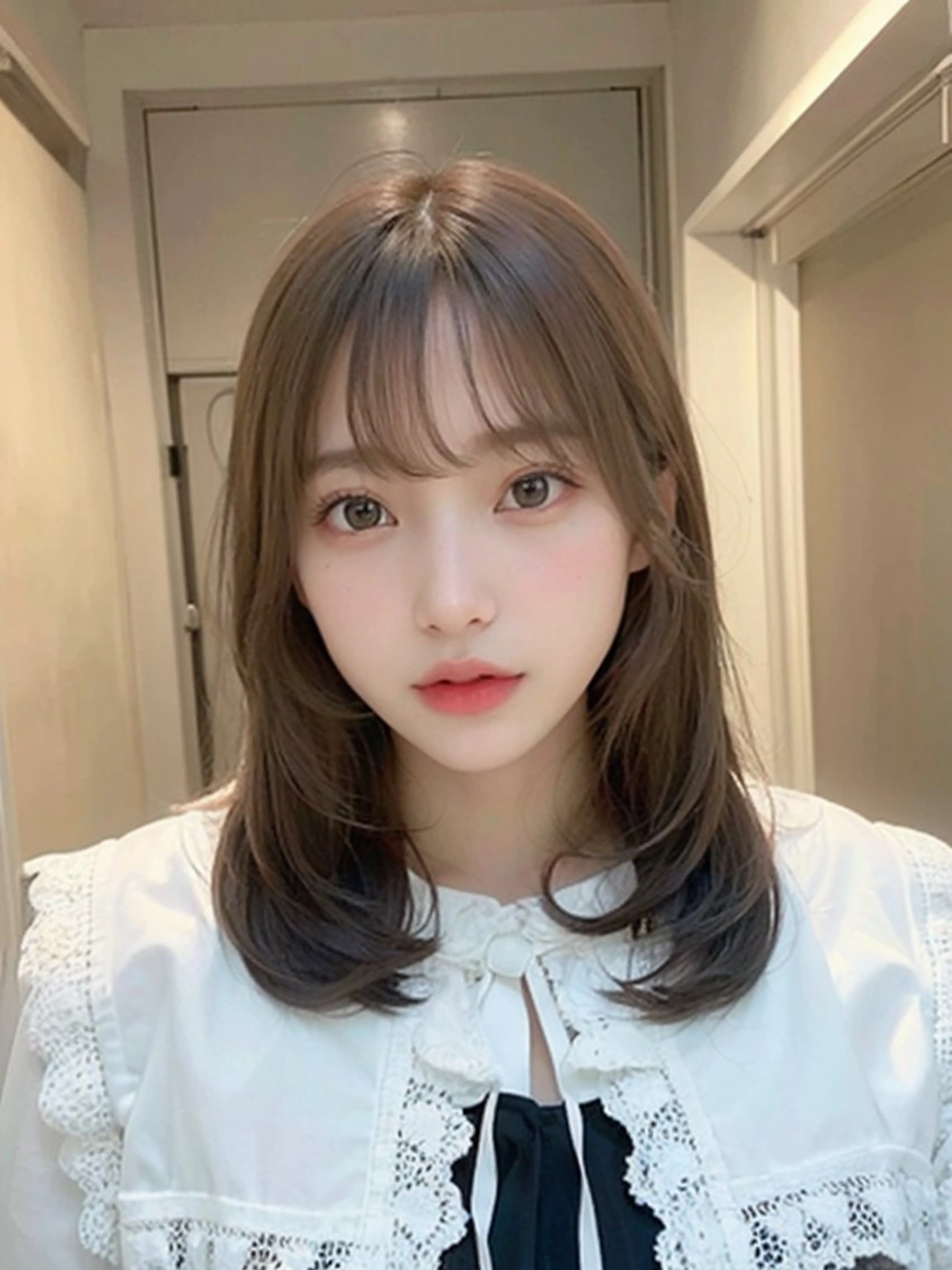 セミロング セミロングパーマ くびれヘア 顔まわりレイヤー 顔周りカット ハイライト 平川 友理/韓国ヘア💘のヘアスタイル