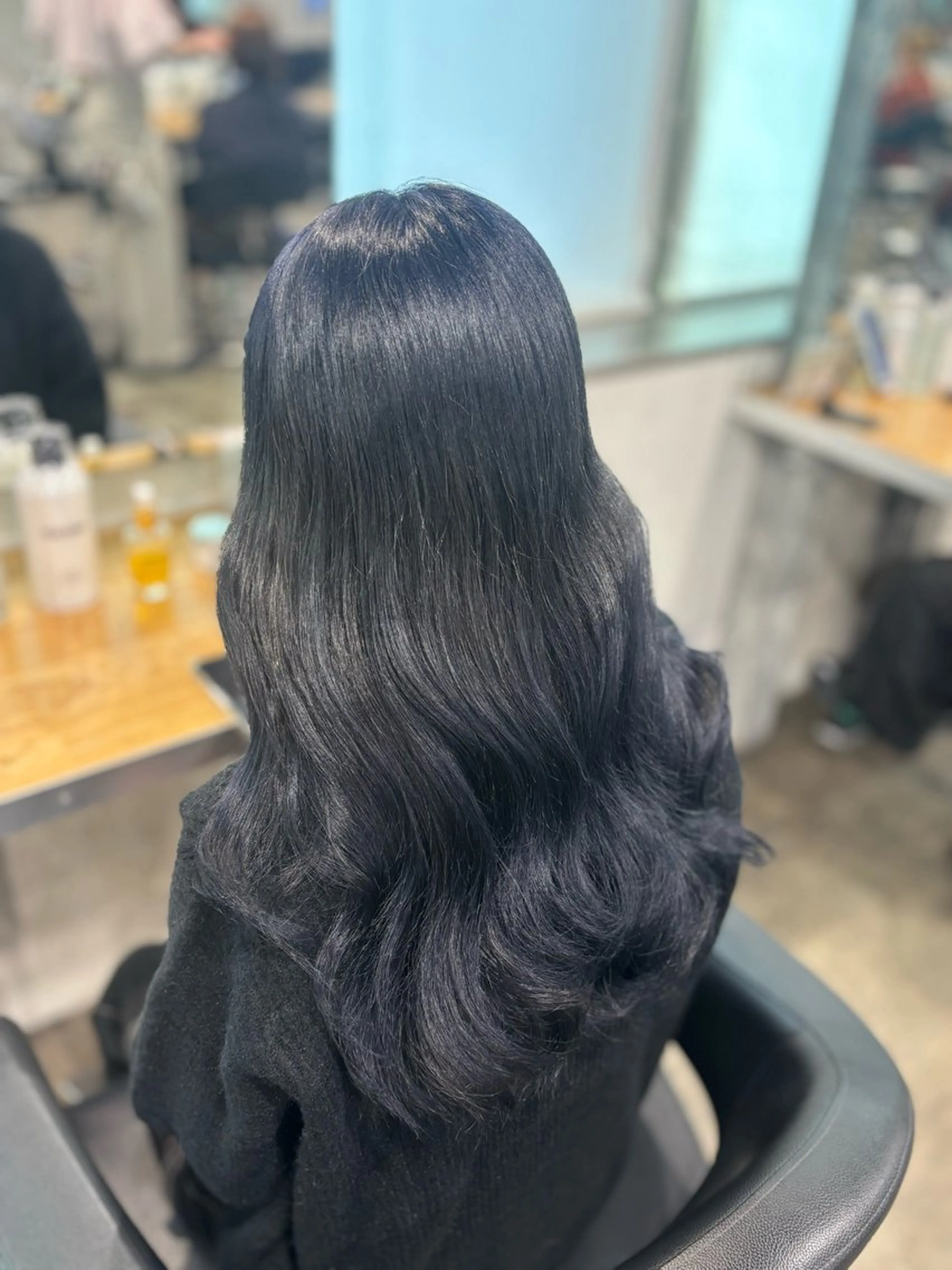 ロング カラー 黒髪 ブルーカラー ブルーブラック 透明感カラー alicetokyo 🦋宮葉🦋のマツエク・マツパデザイン