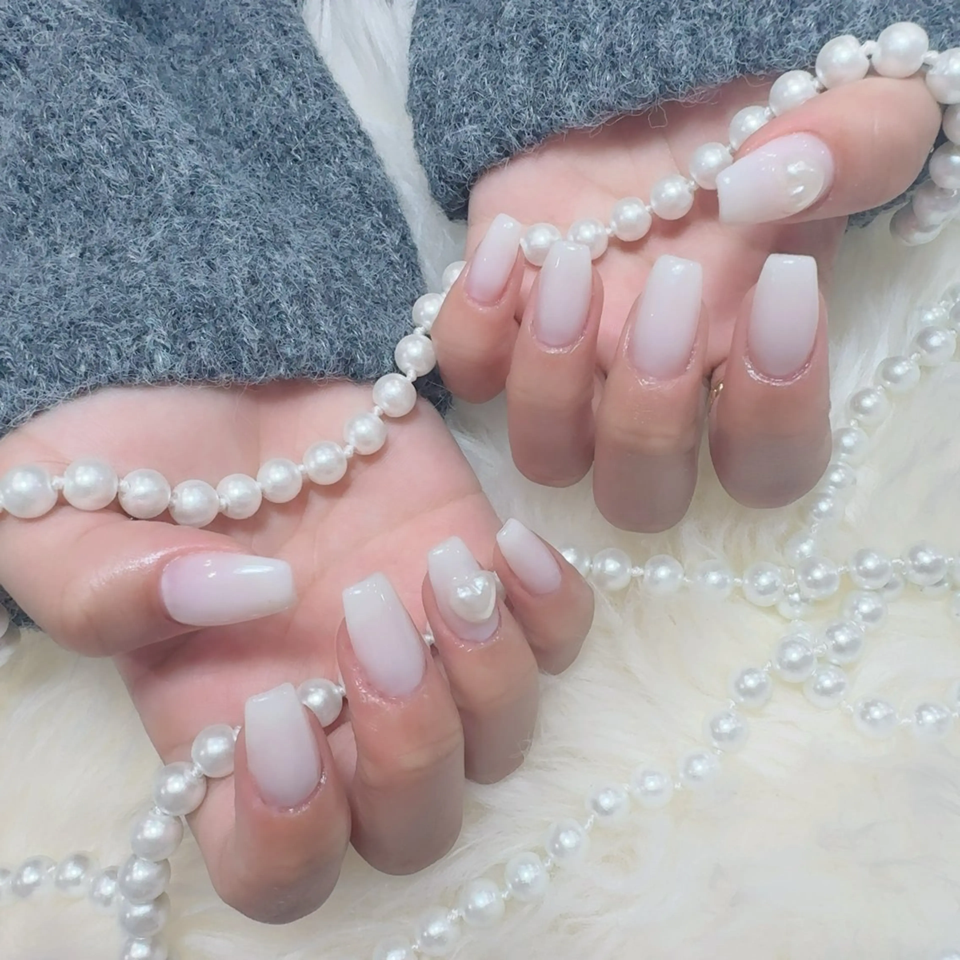 ネイル アートネイル フラッシュネイル フレンチネイル ジェルネイル ガラスフレンチ You&Me Yukiのネイルデザイン