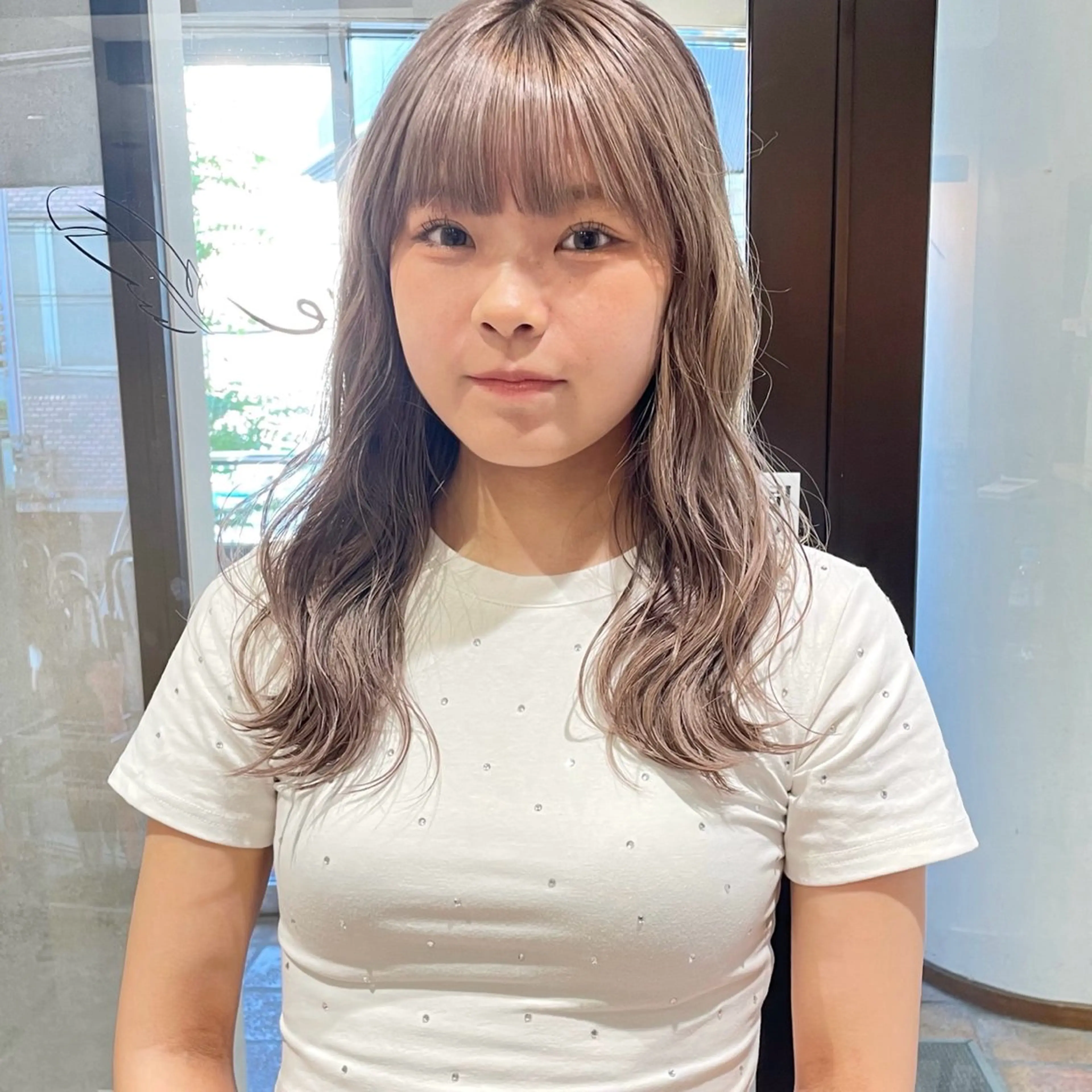 ロング カラー グレージュ ミルクティーグレージュ カット ヘアカラー 🍊暖色×顔周り 🍊cocoroのヘアスタイル