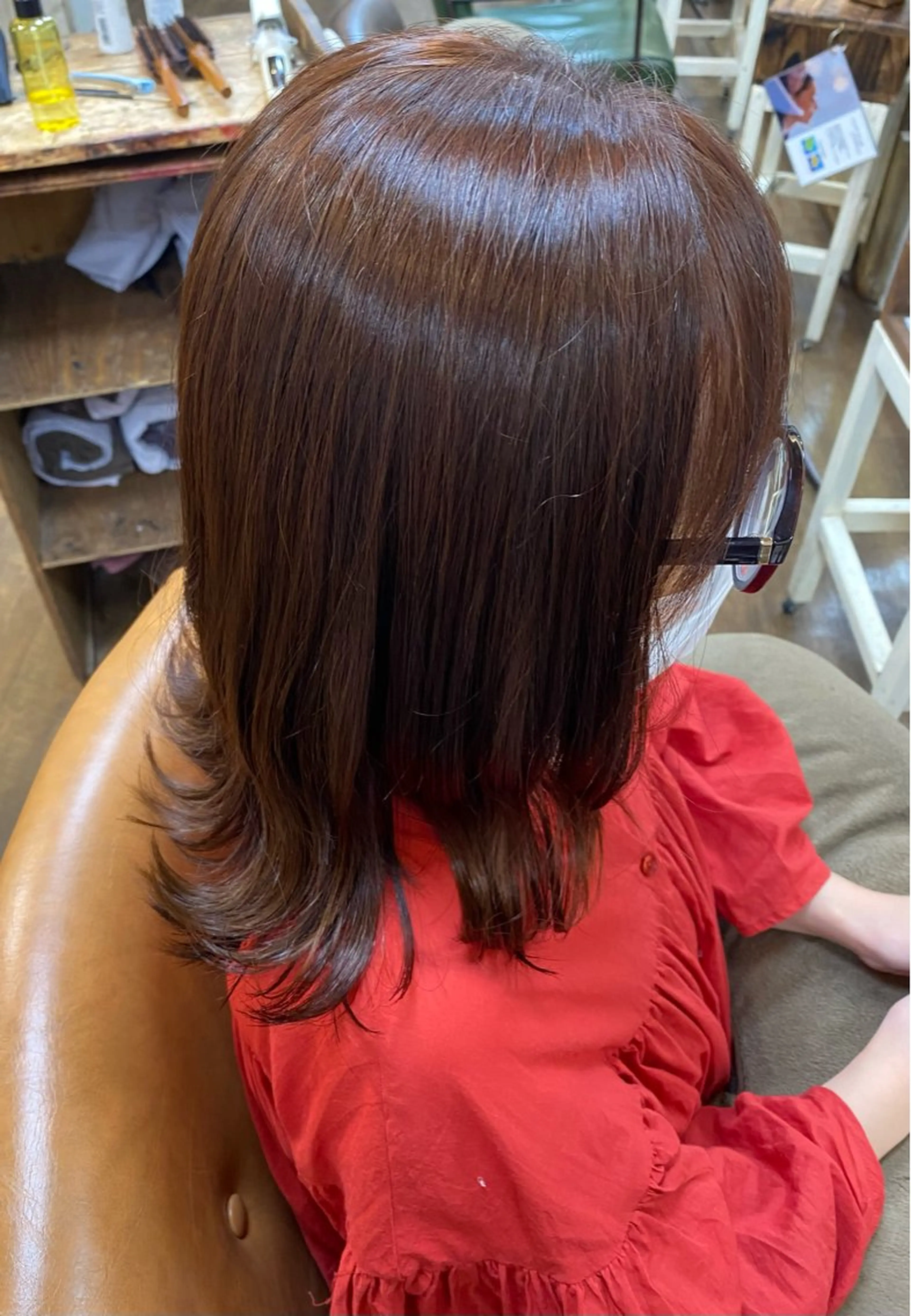 ミディアム カラー ブラウンカラー オレンジ オレンジブラウン ヘアカラー 徳 永のヘアスタイル