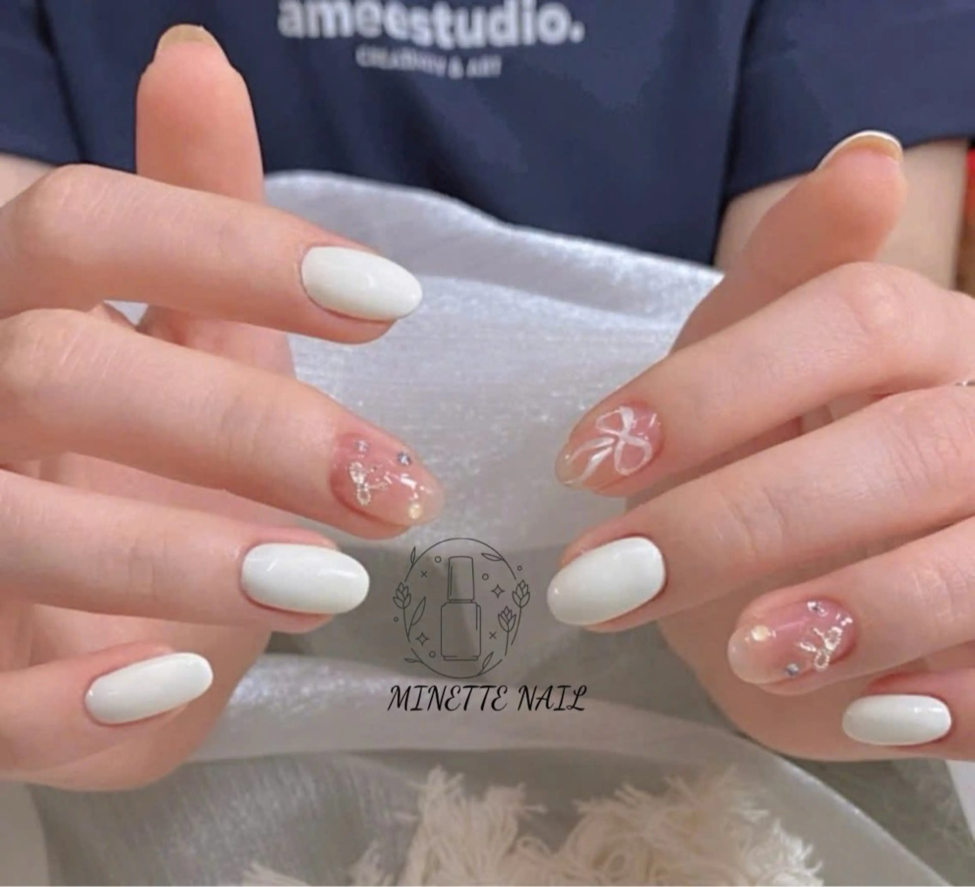 ネイル フレンチネイル ジェルネイル マグネットネイル 持ち込み ニュアンスネイル Minette Nailのネイルデザイン