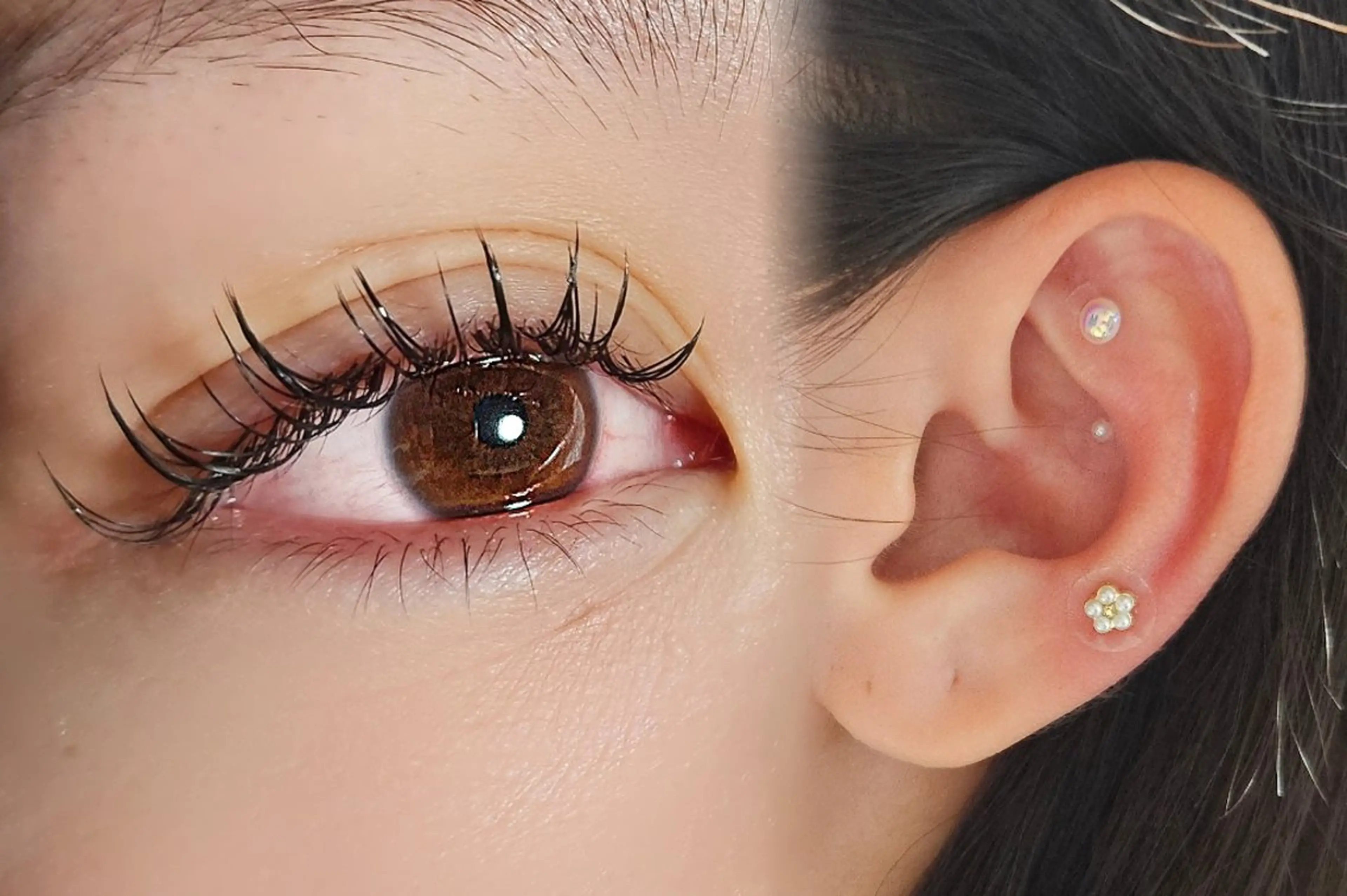 🎀フラットラッシュ120本+耳ツボジュエリー6粒(片耳3粒)🎀の写真