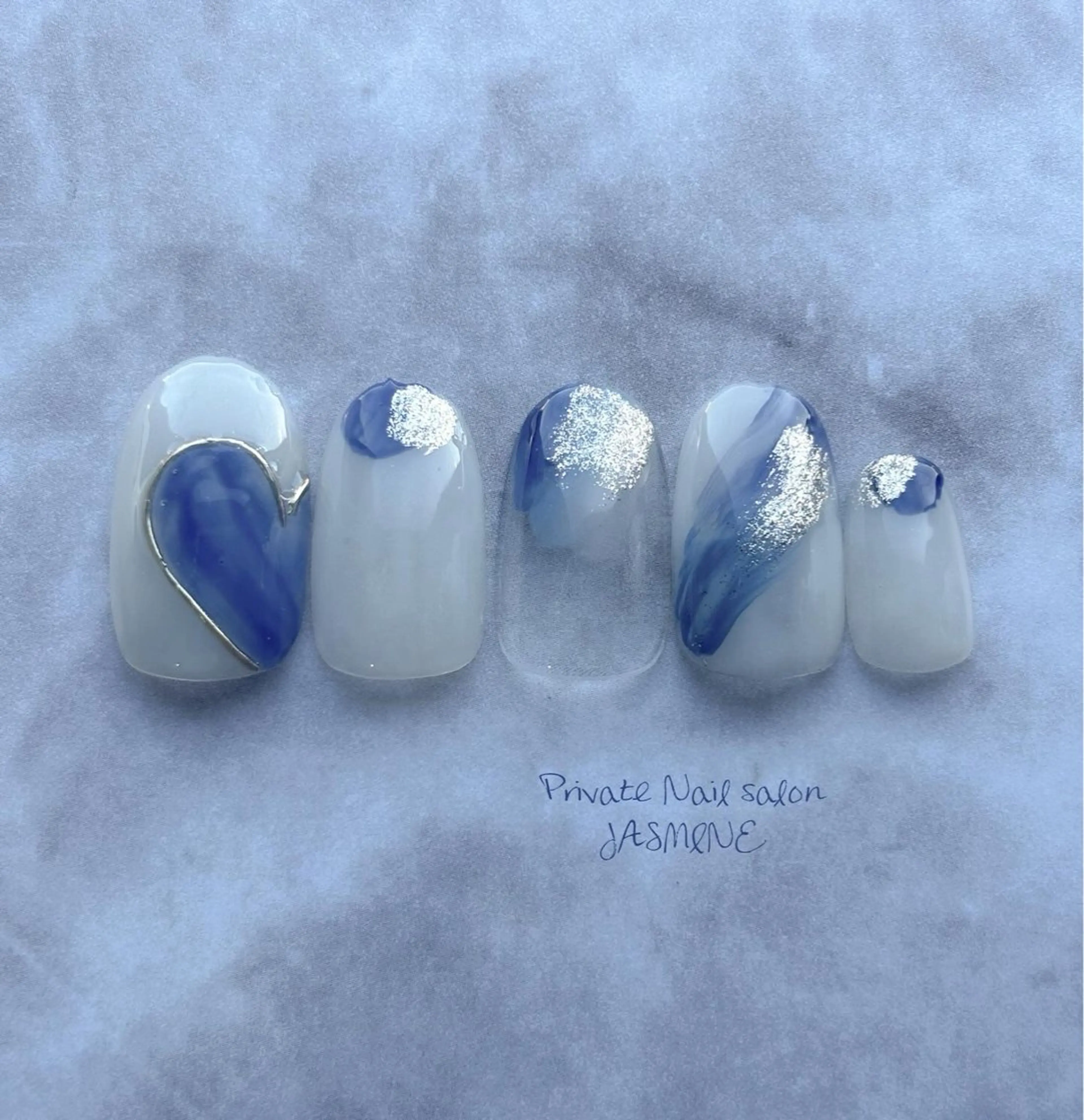 ネイル ハート ミラーネイル ハンドネイル Nail salon JASMINEのネイルデザイン