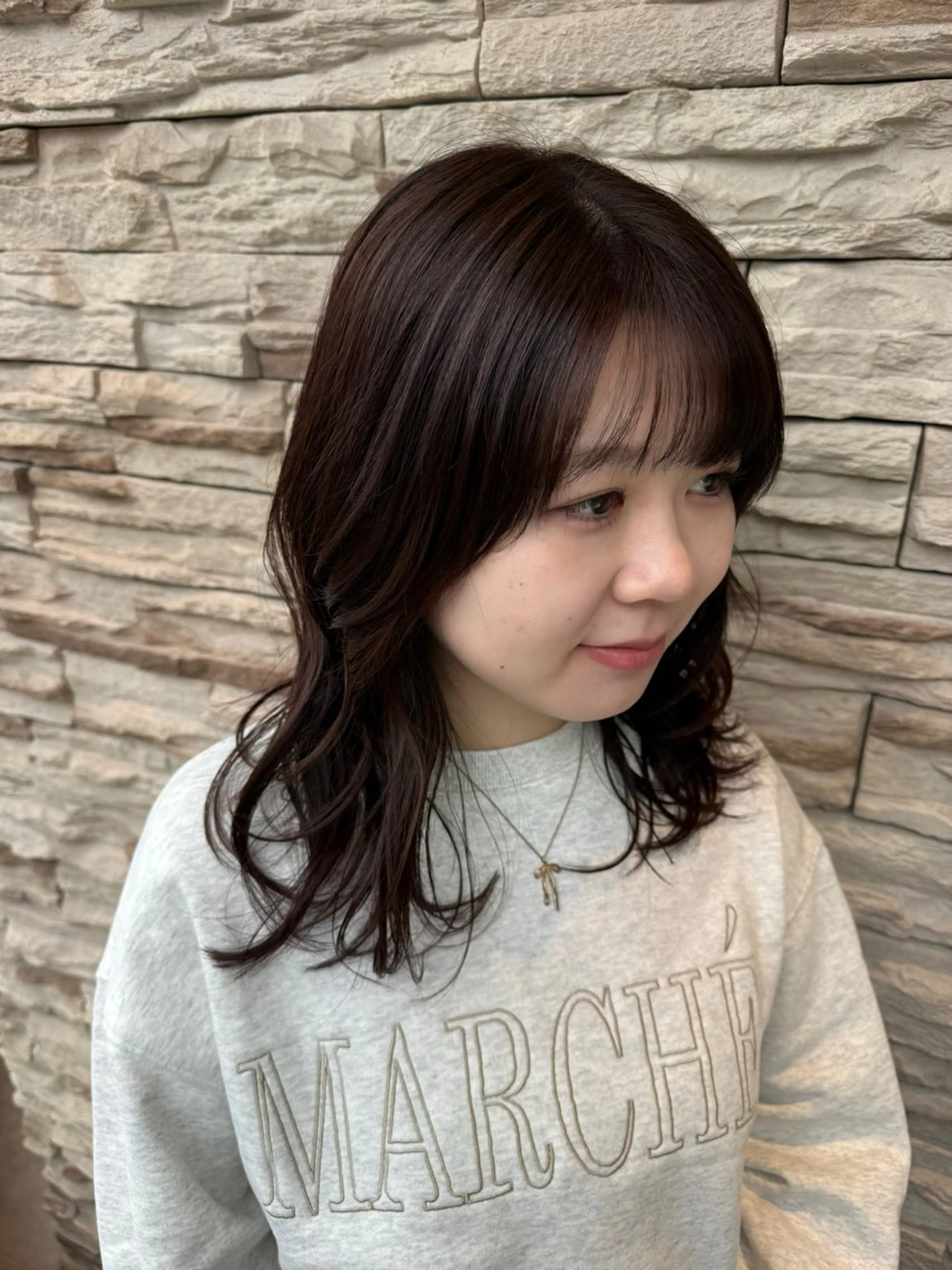 ロング ピンクラベンダー カット ヘアカラー トリートメント レナークアリア 梅津美憂のヘアスタイル