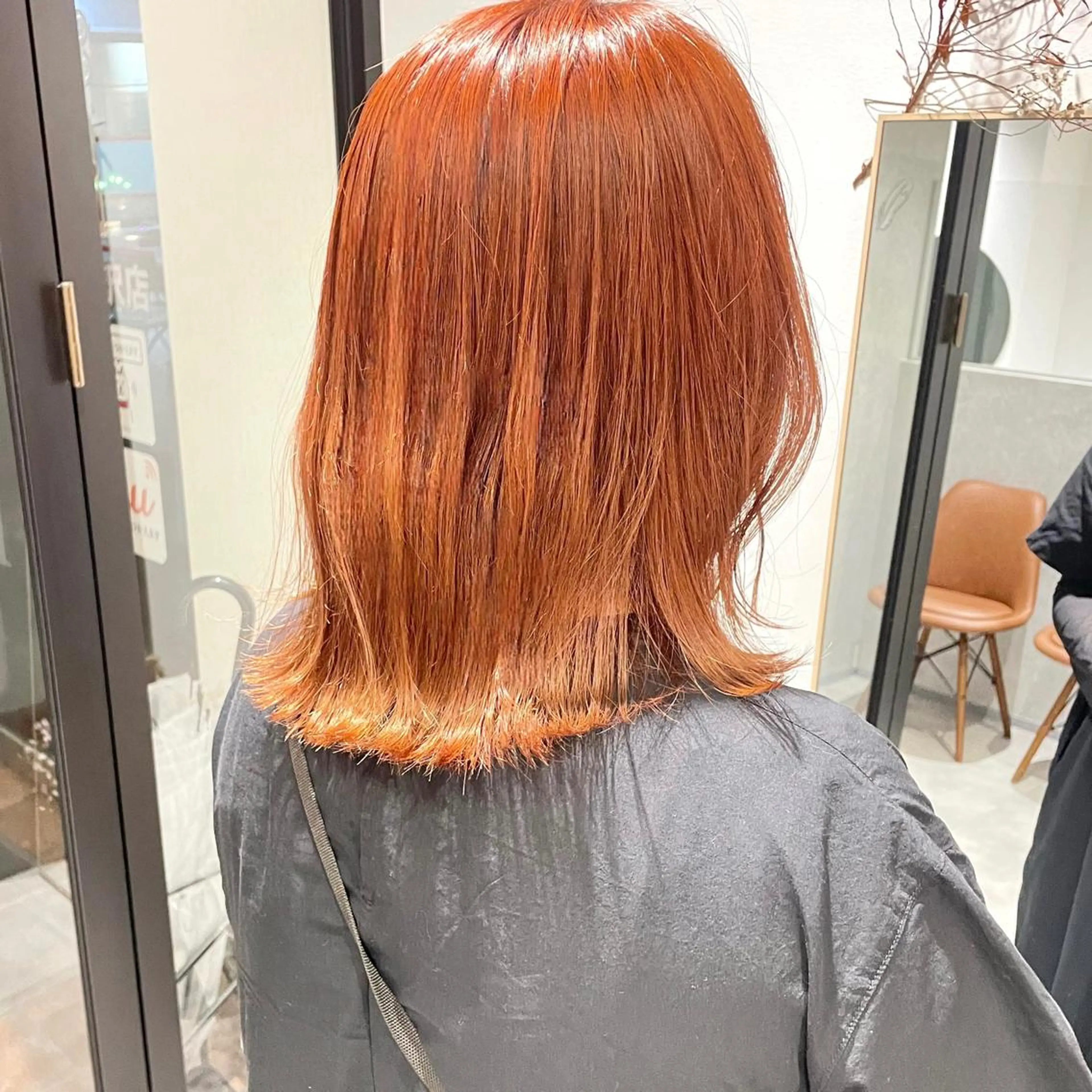 ミディアム カラー オレンジ カット ヘアカラー トリートメント 🍊暖色×顔周り 🍊cocoroのヘアスタイル