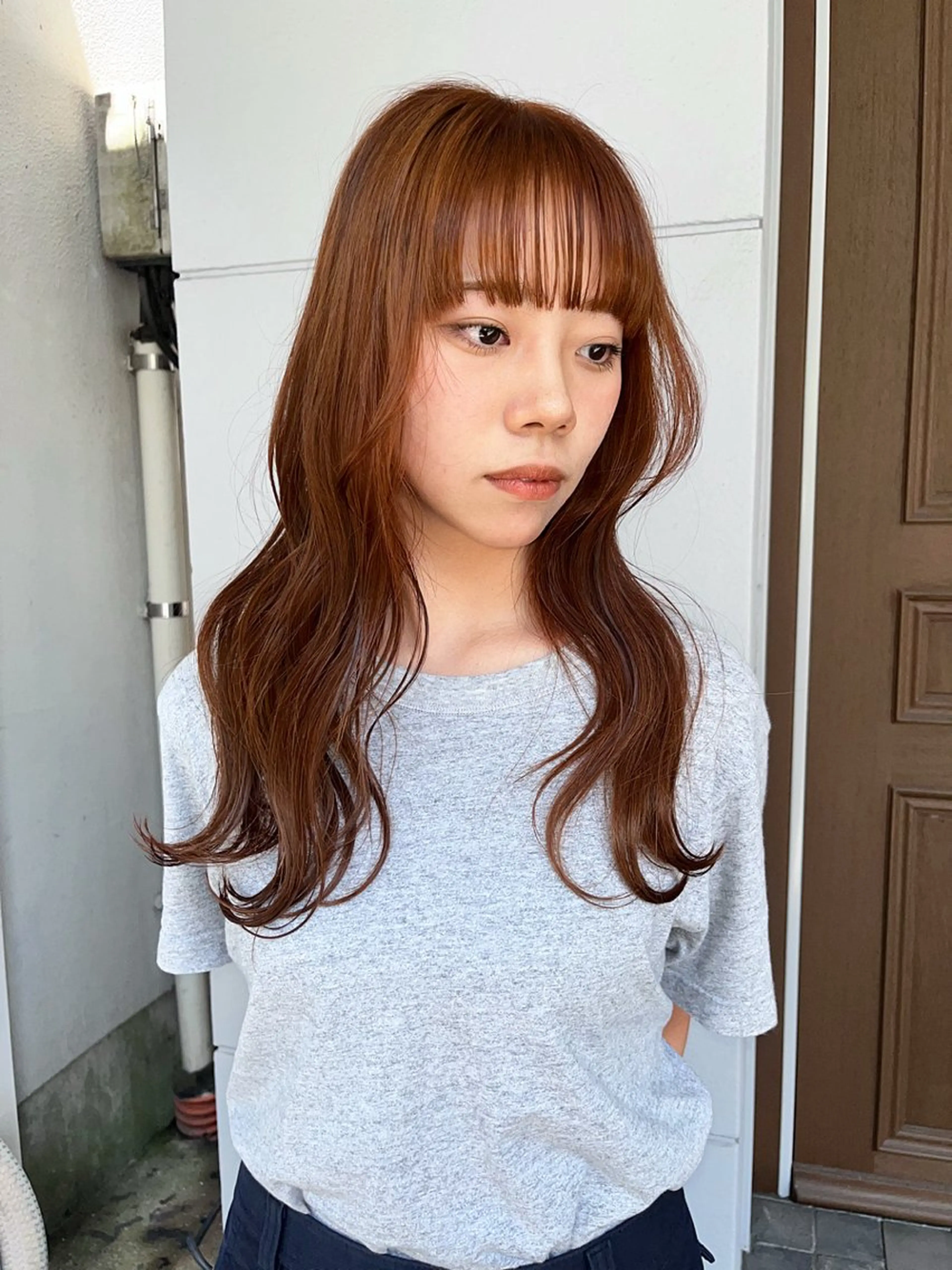 セミロング オレンジブラウン ヘアカラー malo. RINKAのヘアスタイル