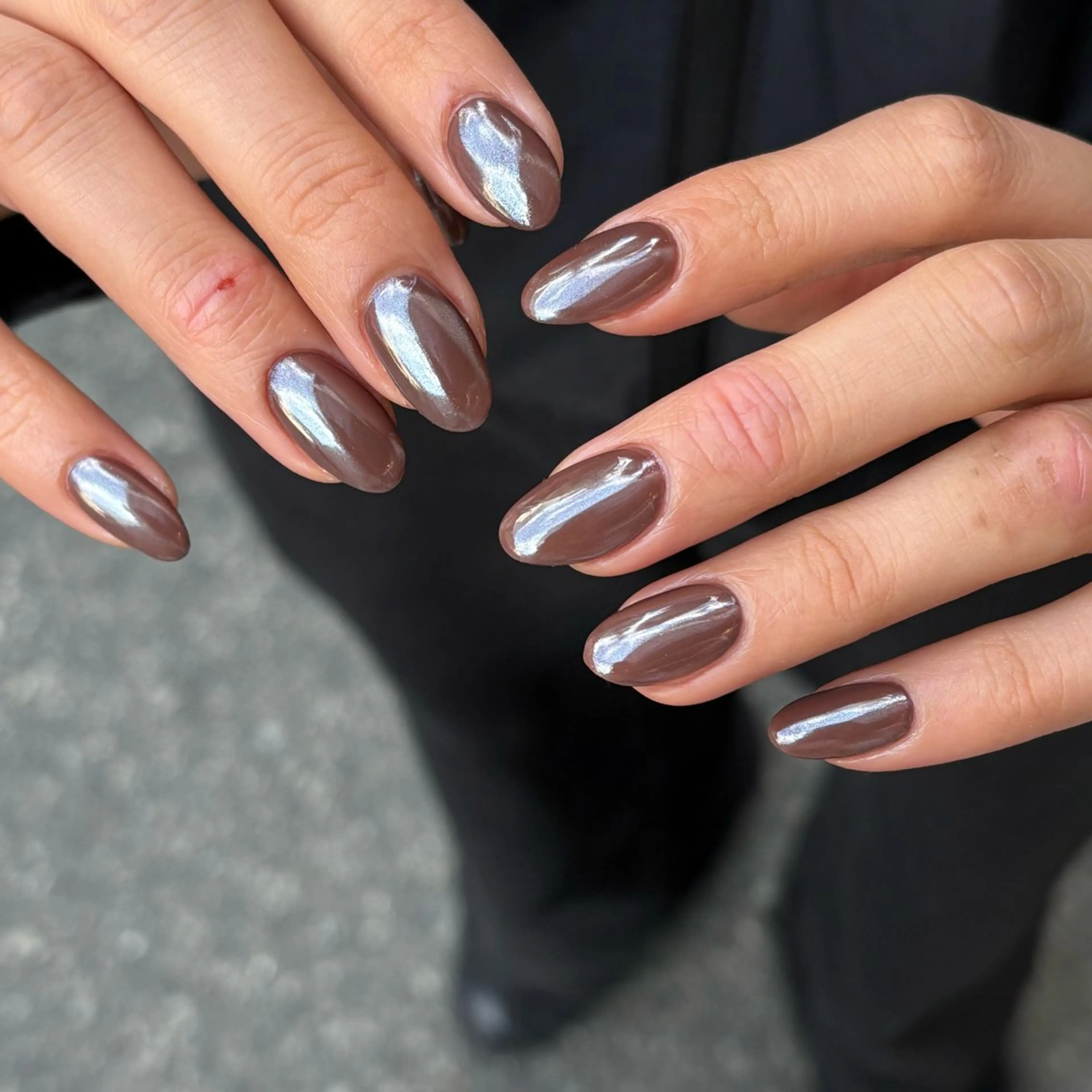 ネイル ブラウン ミラーネイル ハンドネイル Lélia nail Himariのネイルデザイン