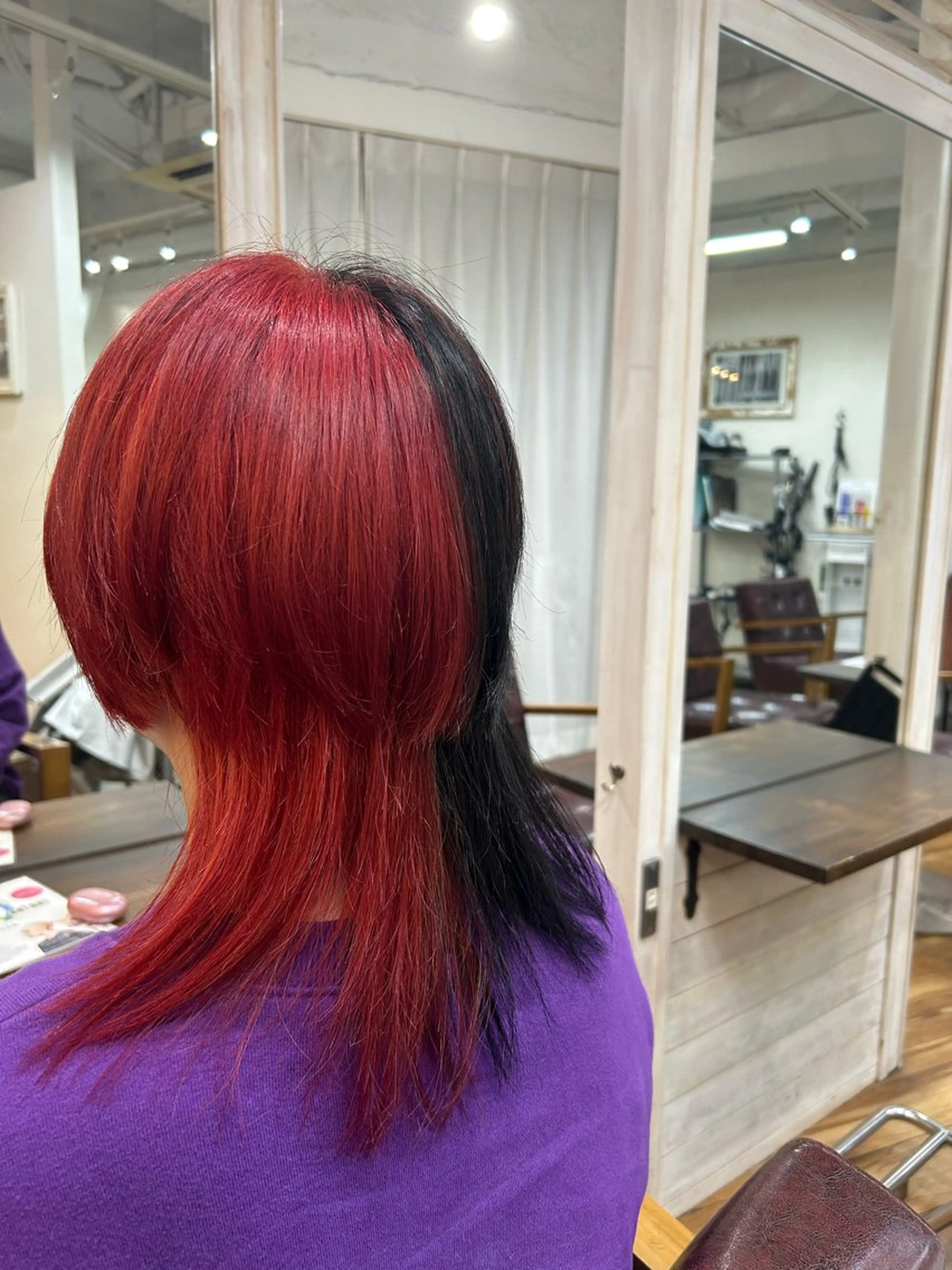 ミディアム カラー 黒髪 レッドカラー ヘアカラー CECIL hair なんば店所属・メンズパーマ 艶髪☆店長☆有馬のヘアスタイル