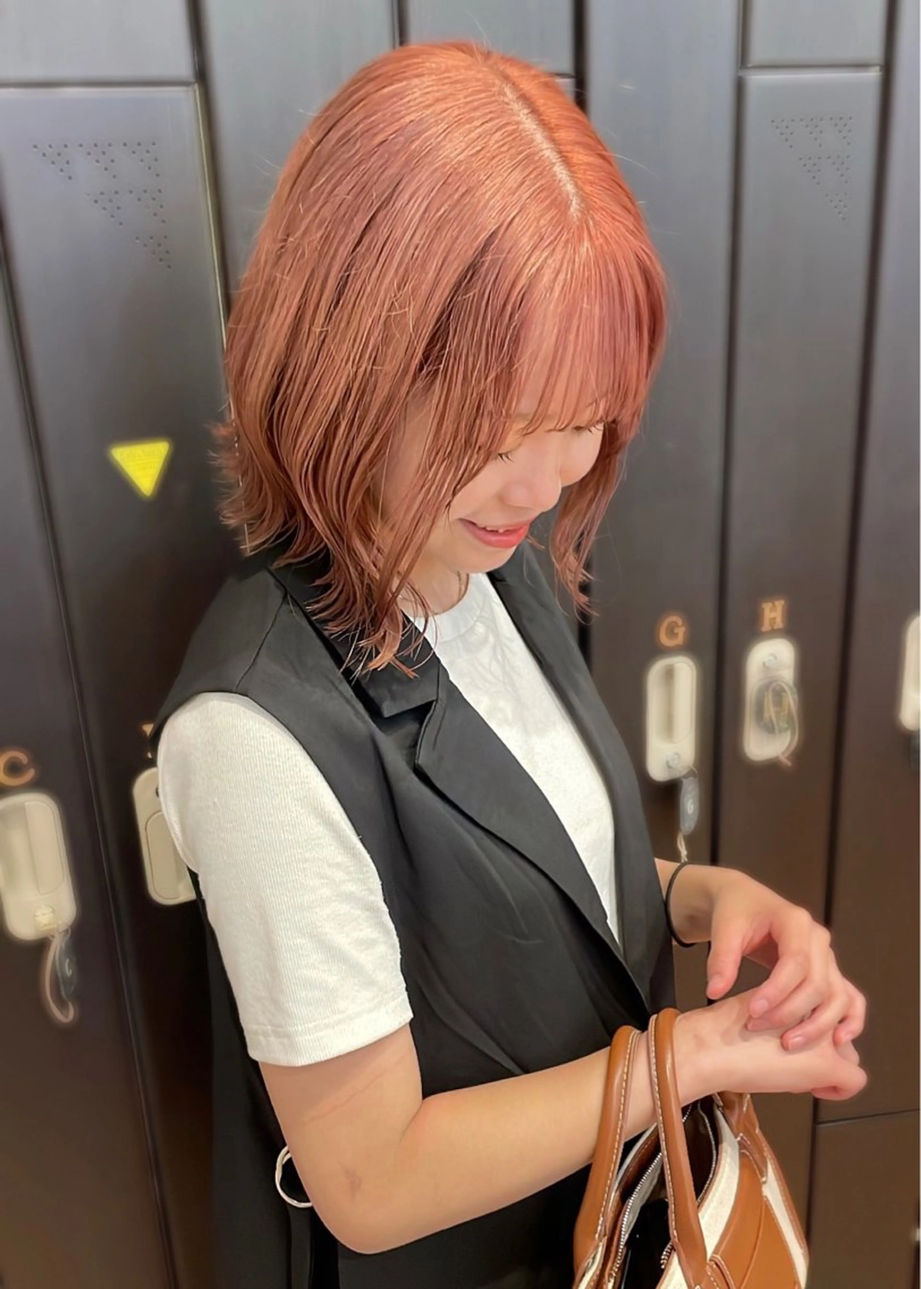 ミディアム カラー ピンクカラー SOYON なんば店所属・水島 真彩のヘアスタイル