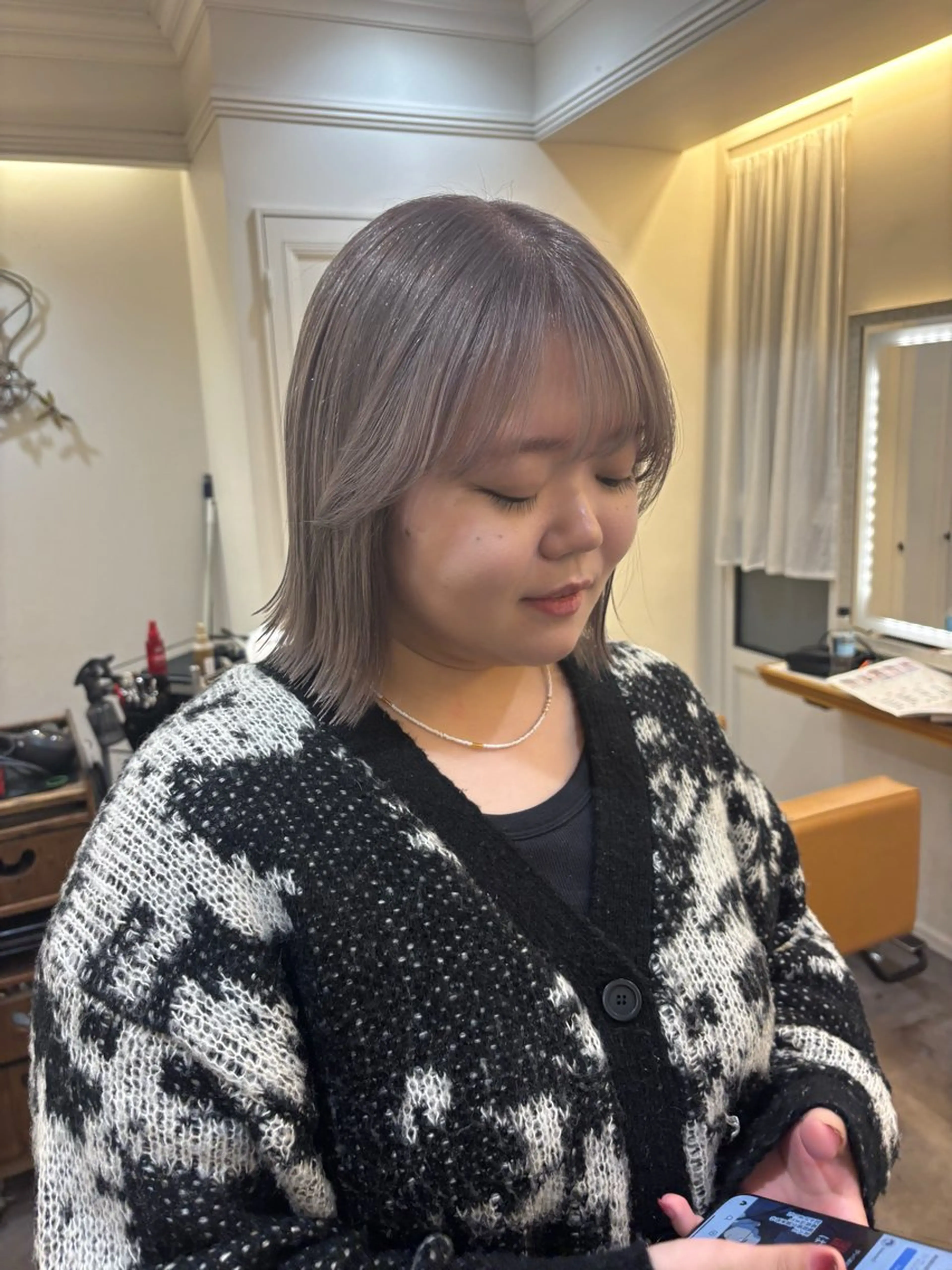 ミディアム カラー ヘアカラー トリートメント 栗林 茉那のヘアスタイル