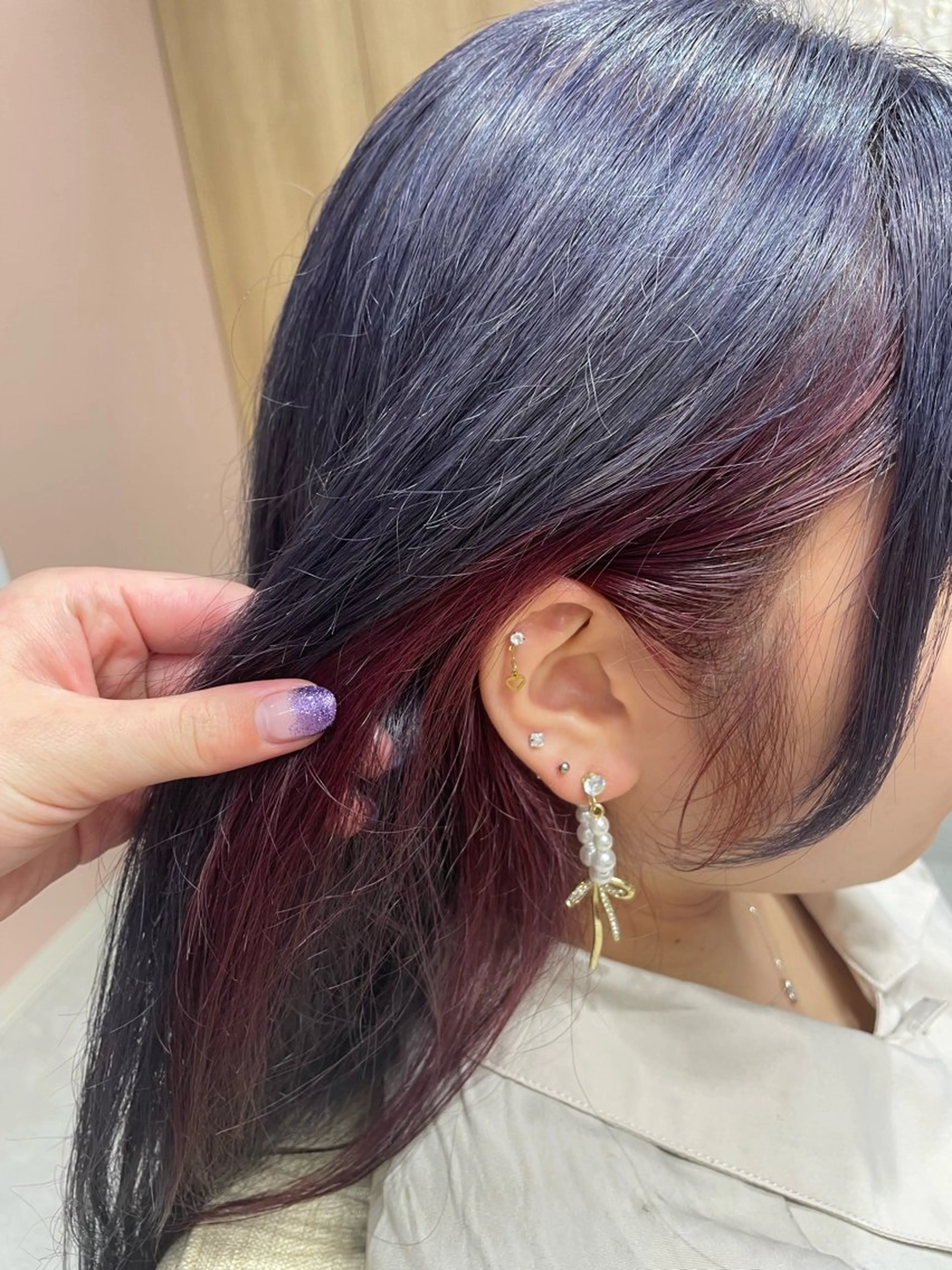 ロング カラー イヤリングカラー 韓国風￤ボブ￤パーマ 🍒竹下 茜🍒のヘアスタイル