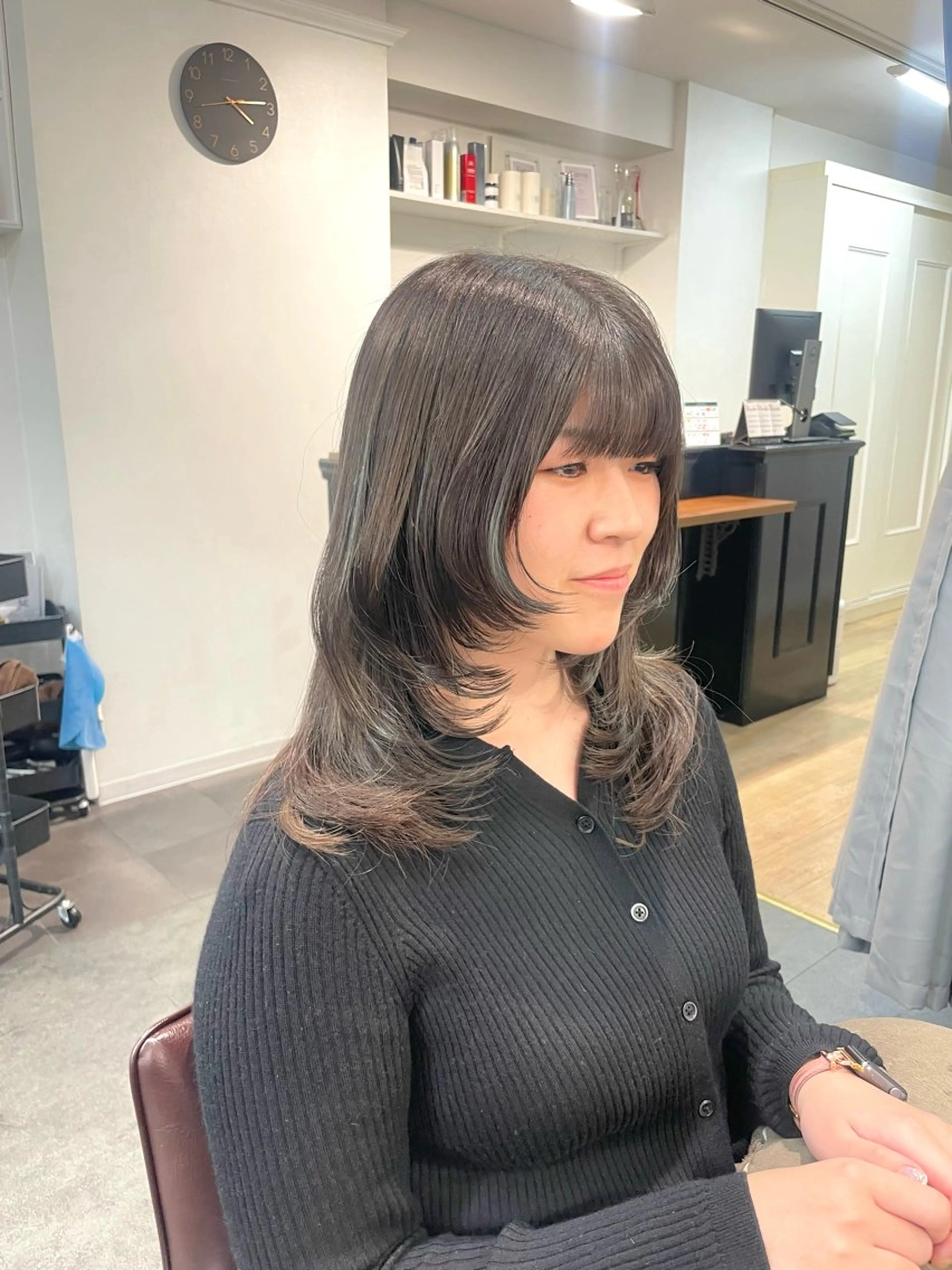 セミロング カラー カット ヘアカラー 野町好花 レイヤー/パーマのヘアスタイル