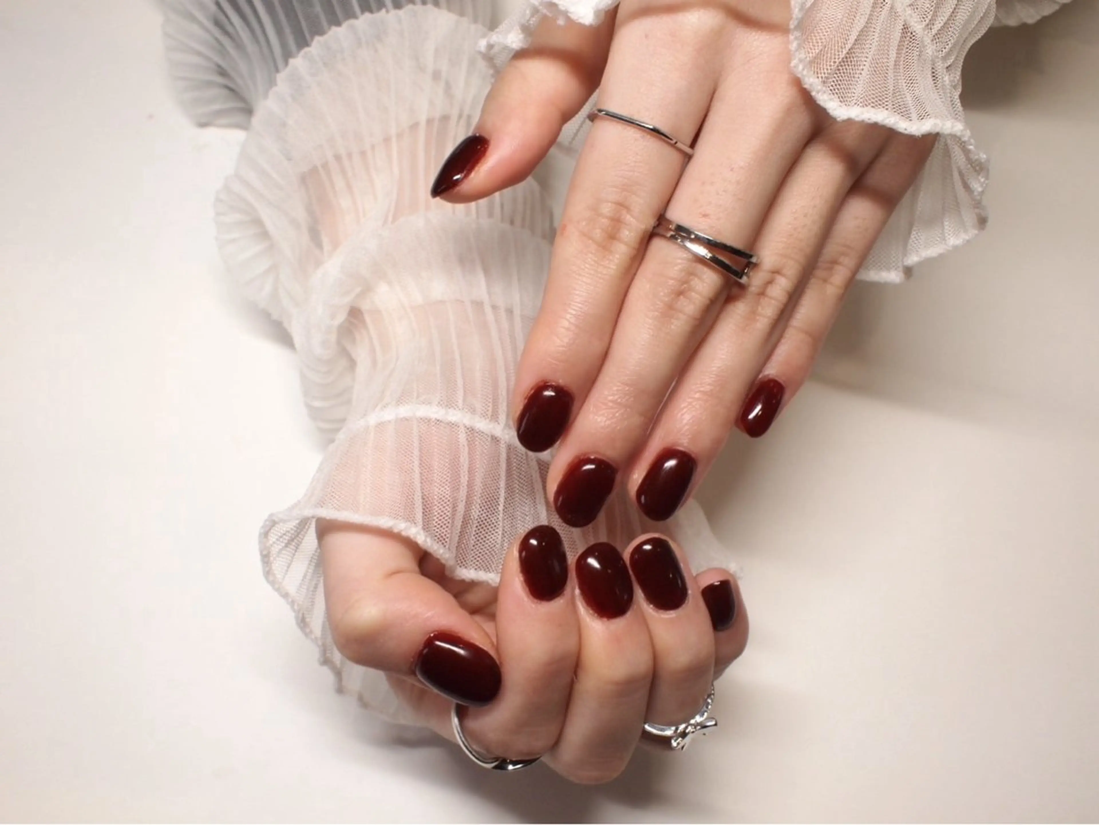 ネイル ボルドー ワンカラーネイル ハンドネイル ORGAN makiのネイルデザイン