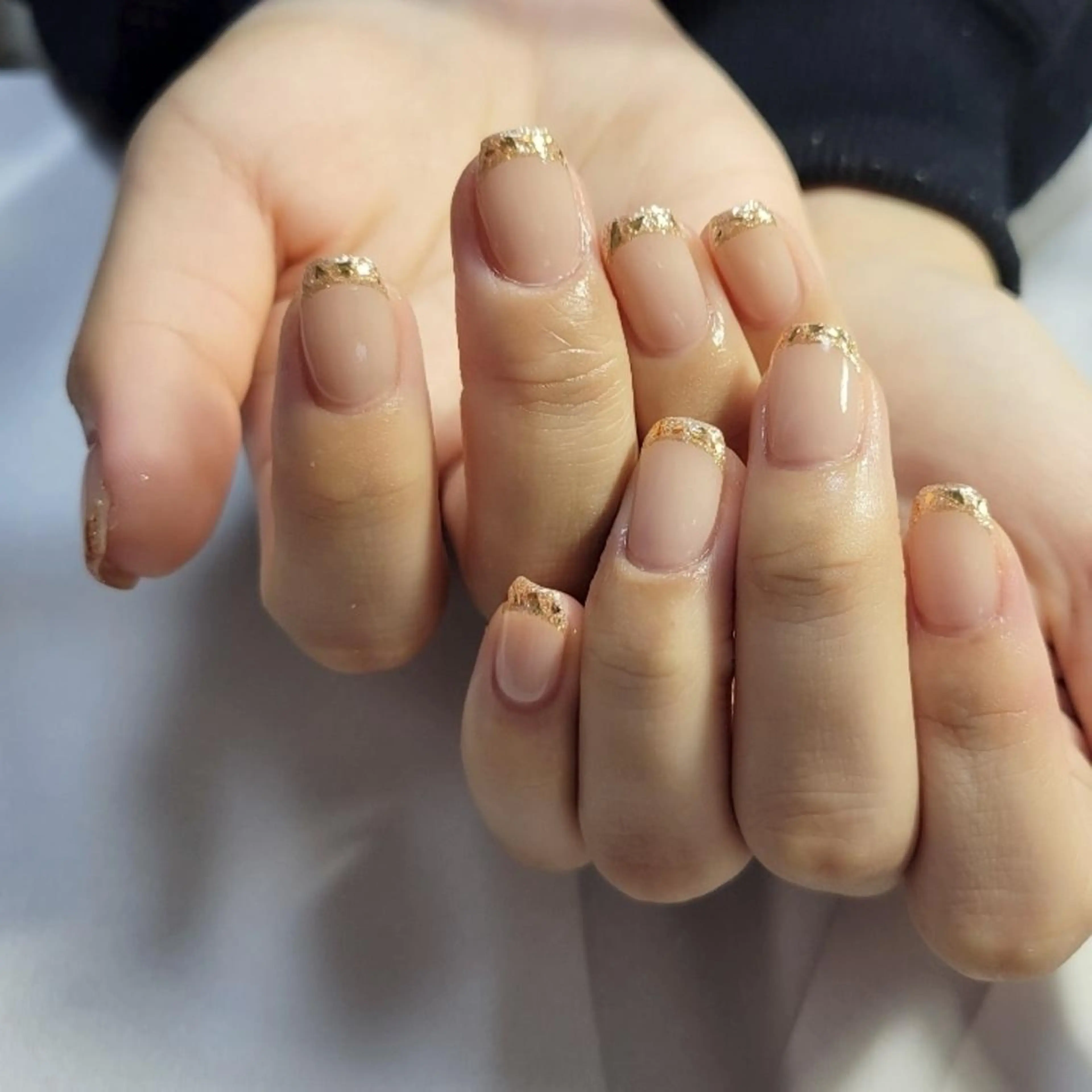 ネイル フレンチネイル ガラスフレンチ ネイルサロンほっこり kanaのネイルデザイン