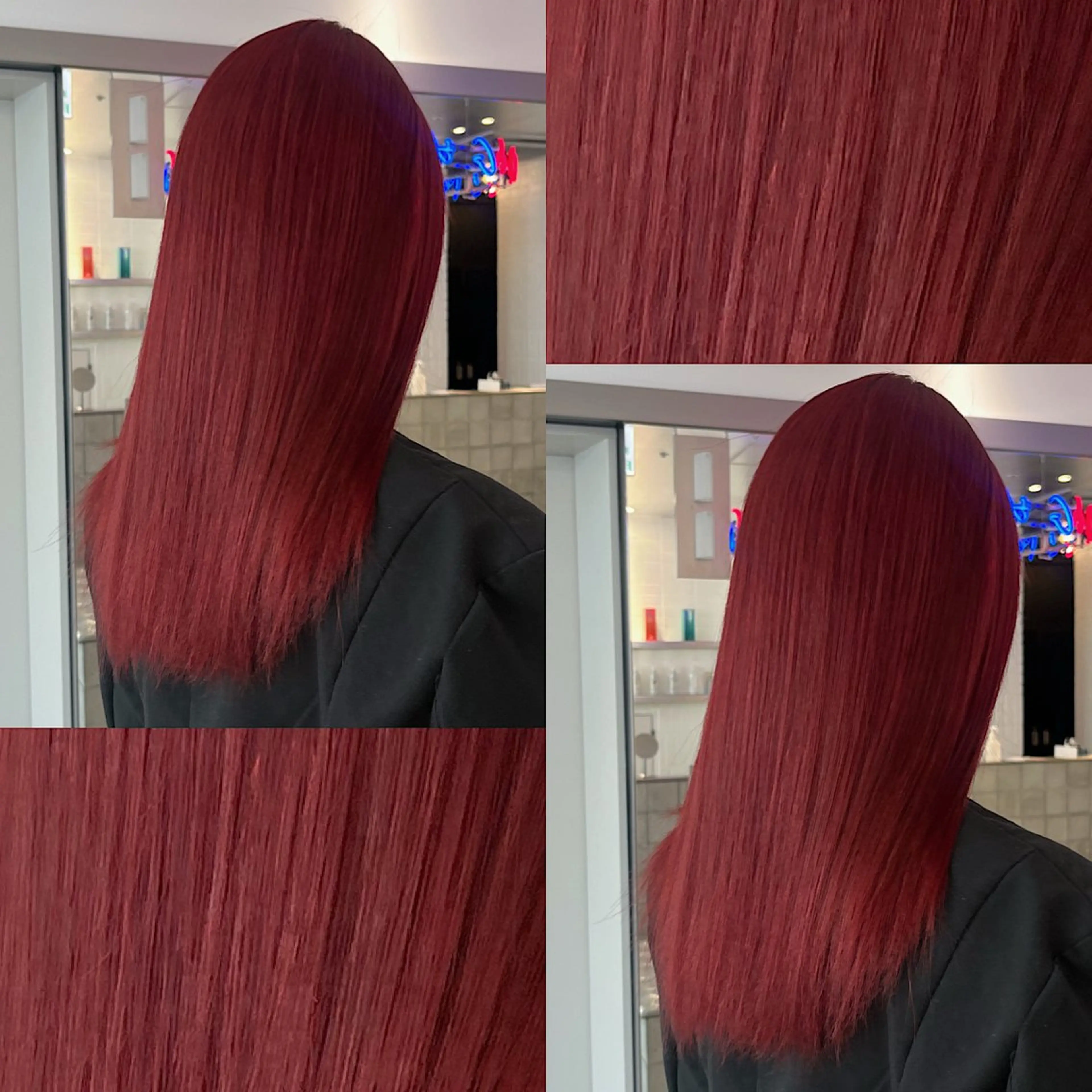 ロング カラー カシス レッドカラー カット ヘアカラー トリートメント 🍒暖色✖️レイヤー ／Haruna🍒のヘアスタイル