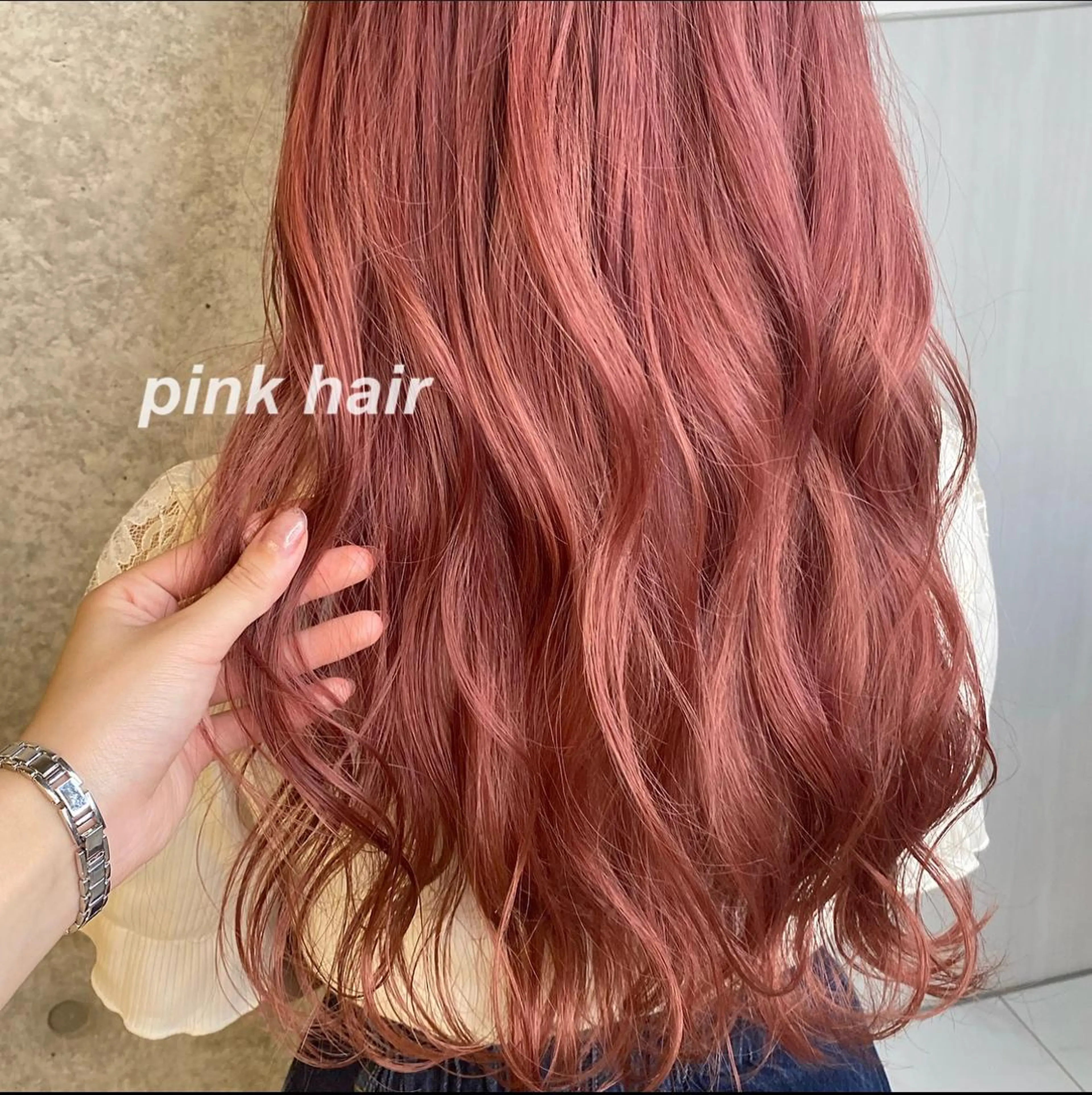 ロング カラー ブリーチ ピンクカラー the path ナツミのヘアスタイル