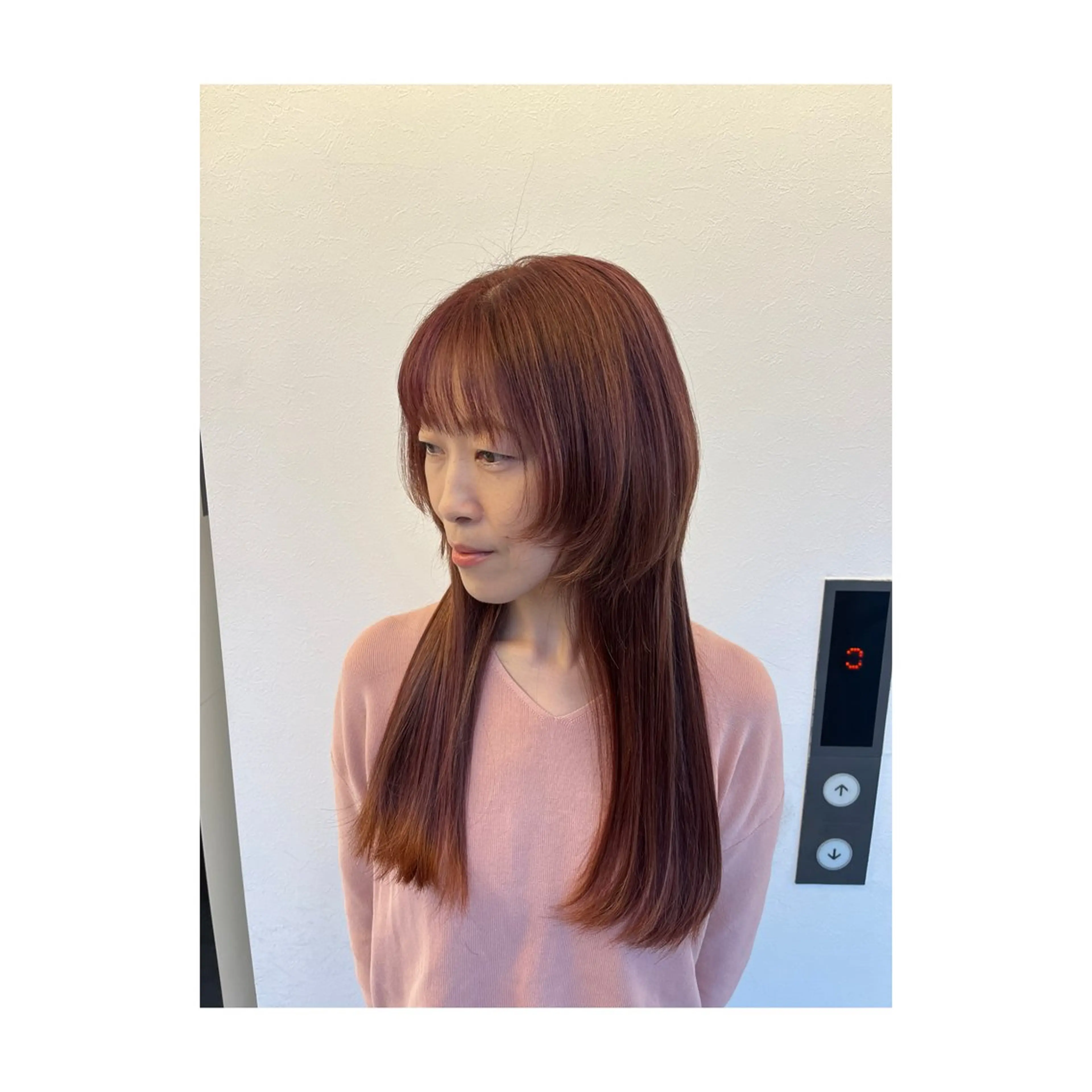 ロング 顔まわりレイヤー レイヤーカット トリートメント 長島 美織のヘアスタイル