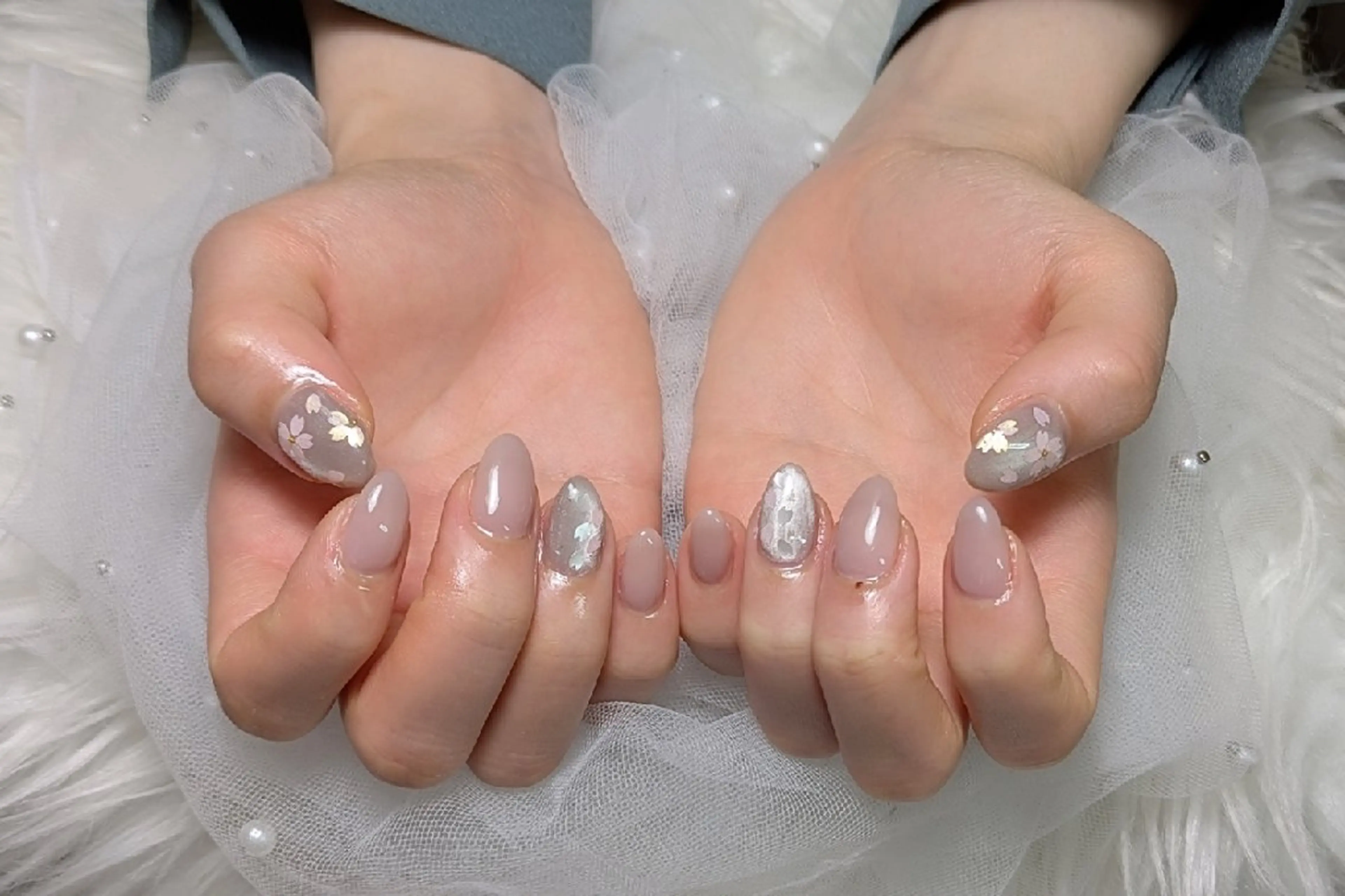 ネイル 桜ネイル ハンドネイル m&pPrivate nailsalonのネイルデザイン