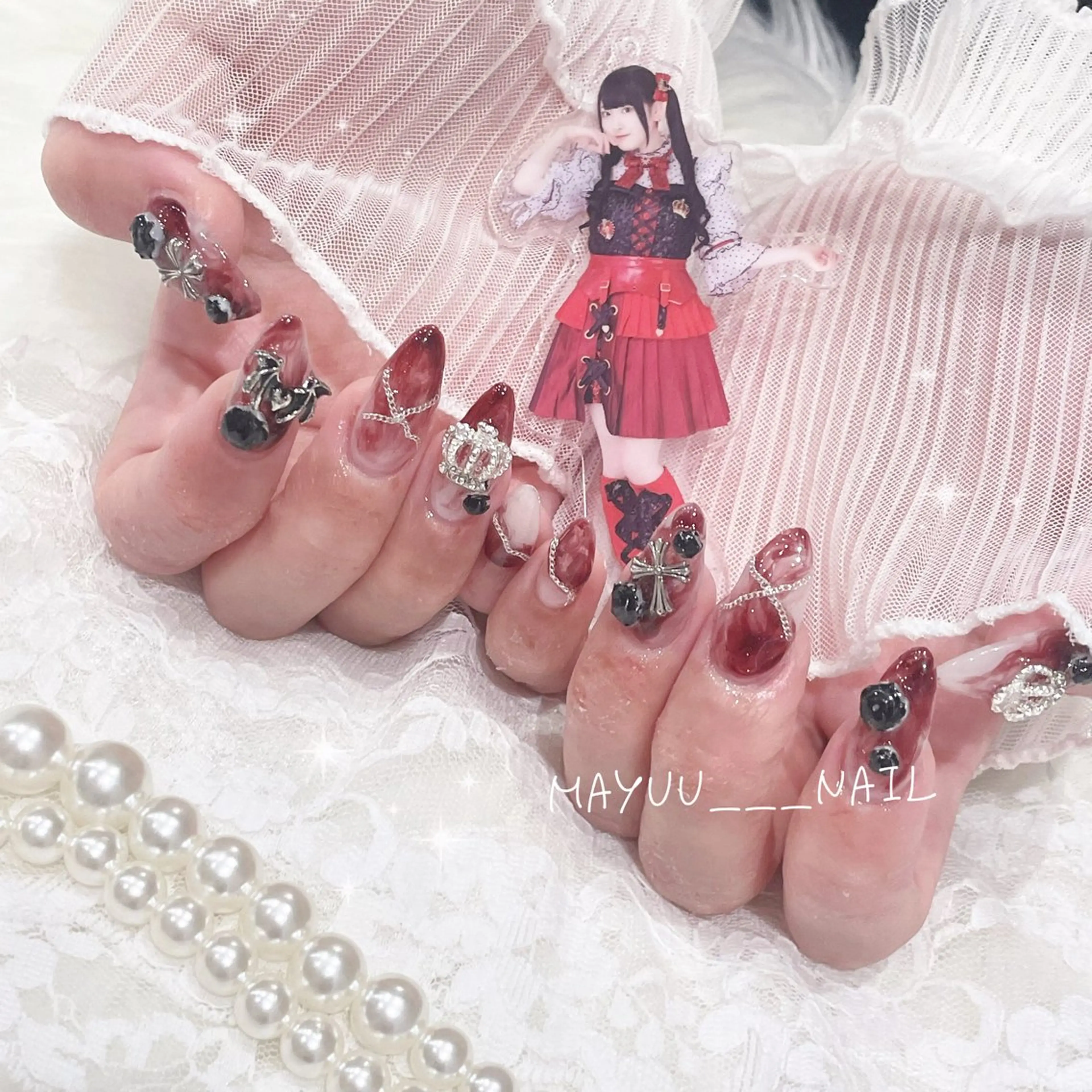 ネイル ロングネイル 🎀 Mayu 🎀痛ネイルのネイルデザイン