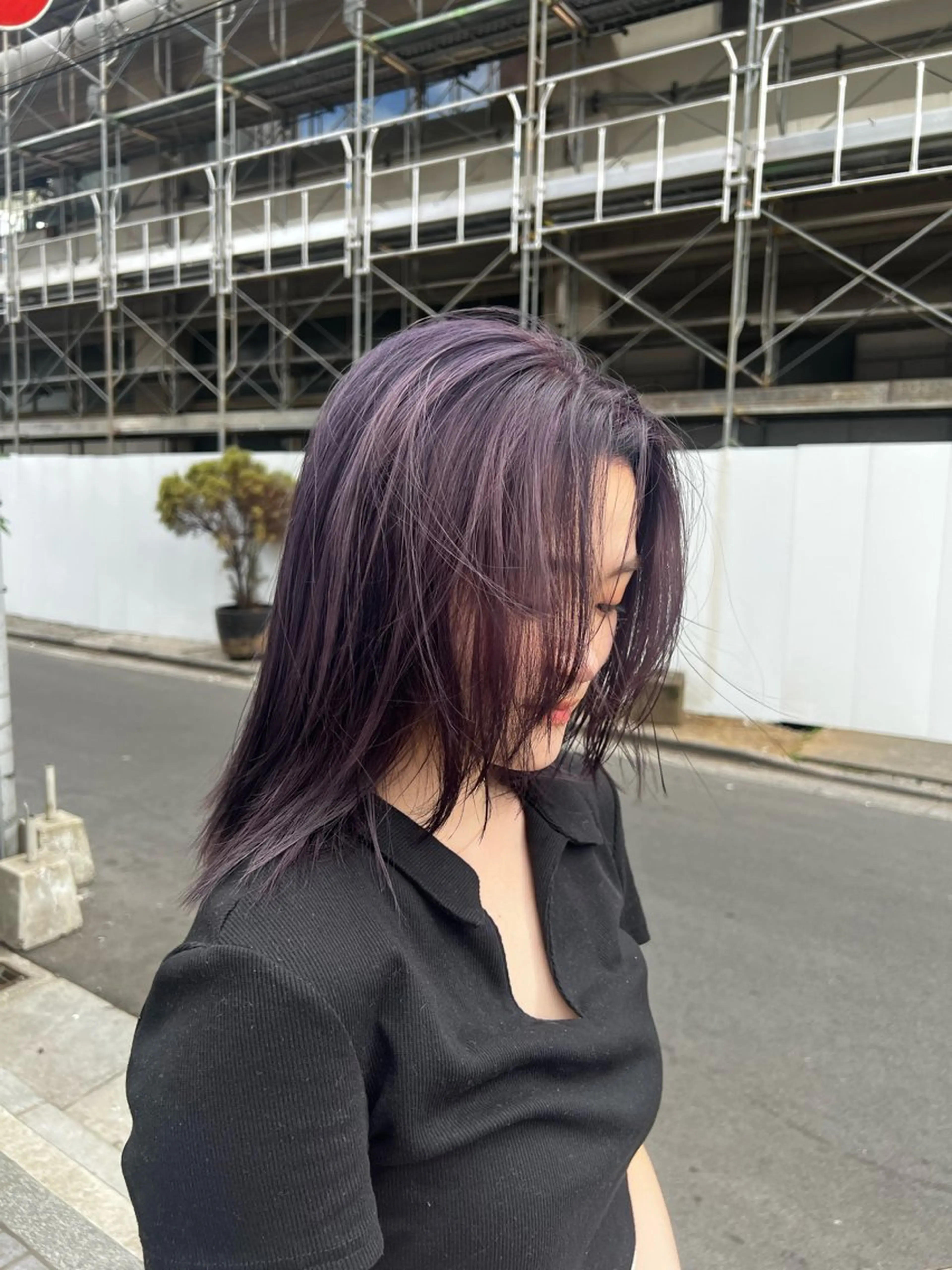 ミディアム カラー R/🤎 パーマ&ブリーチ🔥のヘアスタイル