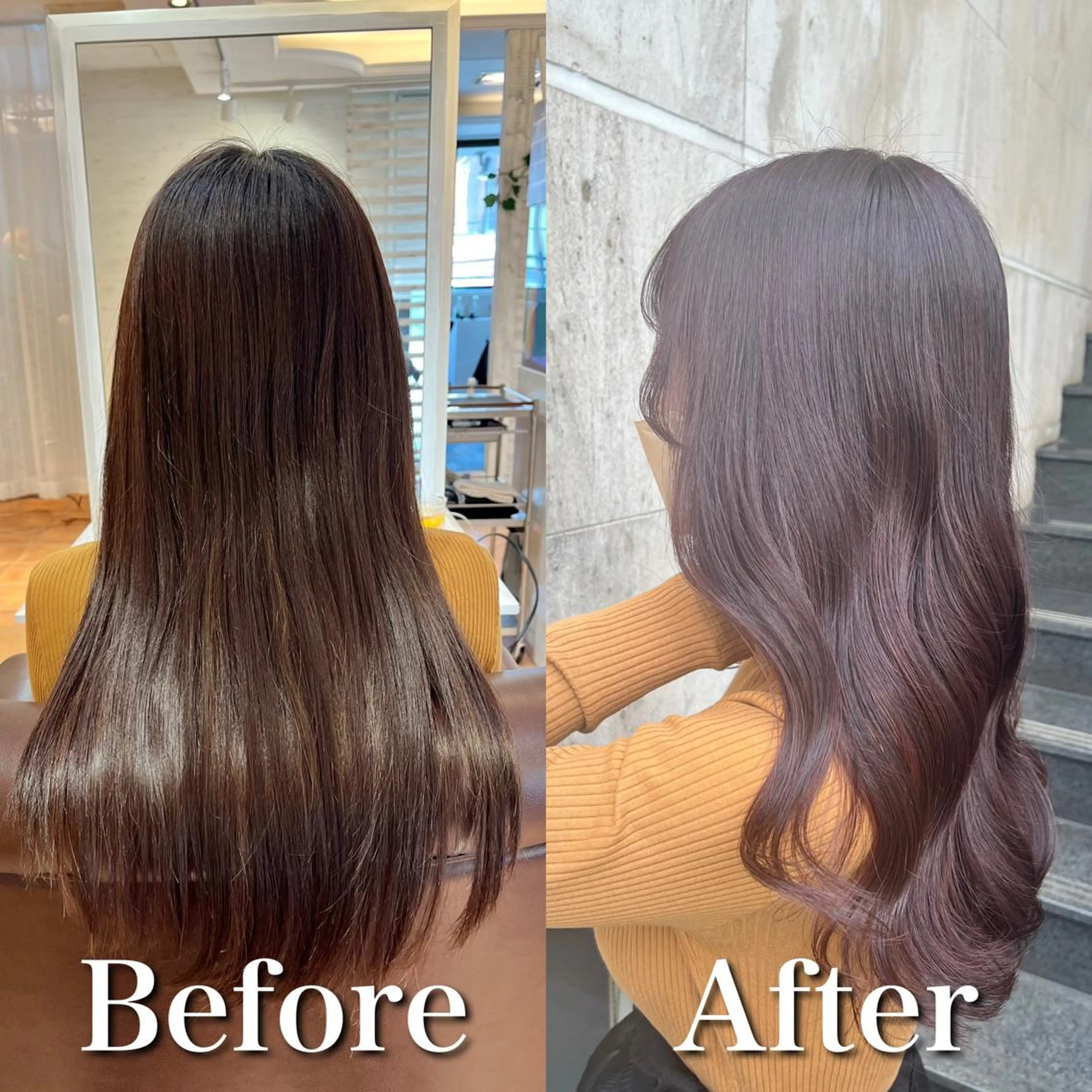 セミロング カラー ブリーチ ダブルカラー ハイライトカラー ブリーチなしカラー ハイライト ヘアカラー 縮毛矯正 トリートメント ブリーチなし✨艶髪 カラー𓃲YAGIのヘアスタイル