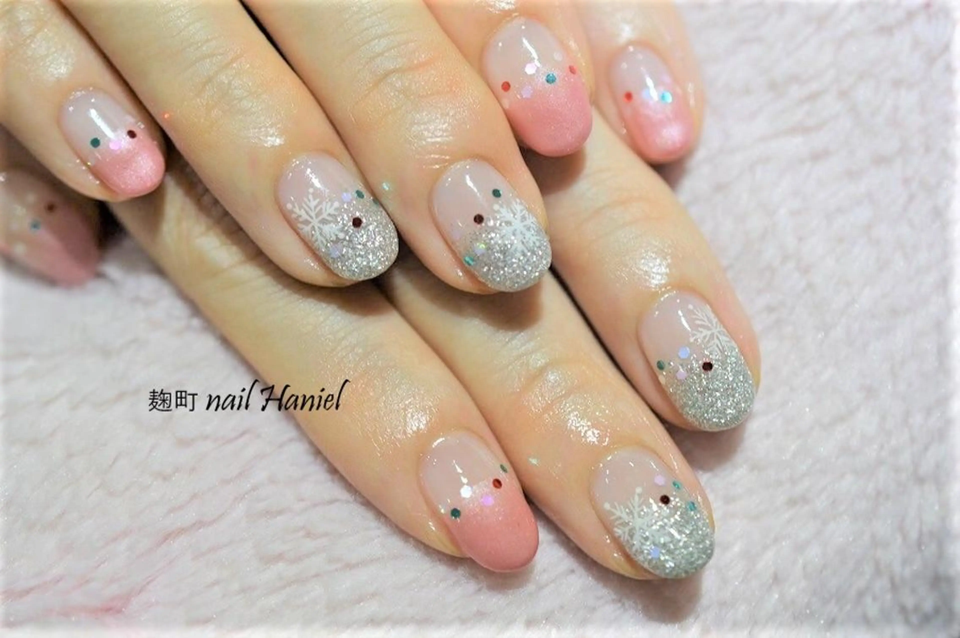 ネイル アートネイル ジェルネイル パラジェル 冬ネイル クリスマス nail Haniel所属・半蔵門サロンハニエル 魅神 ちよのネイルデザイン