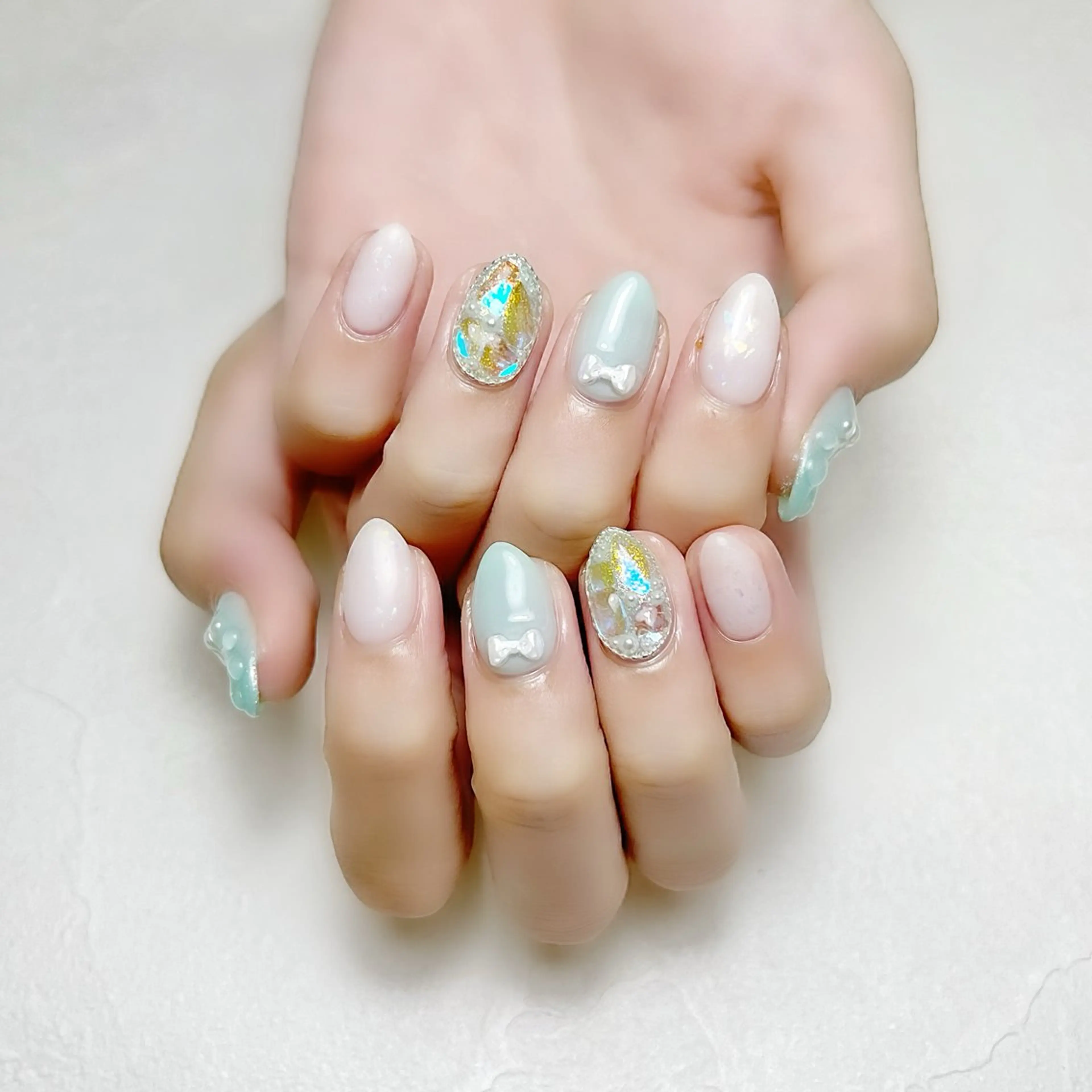 ネイル 氷ネイル・うるうるネイル ラメ(グリッター) 夏ネイル rouse nail RISATOのネイルデザイン