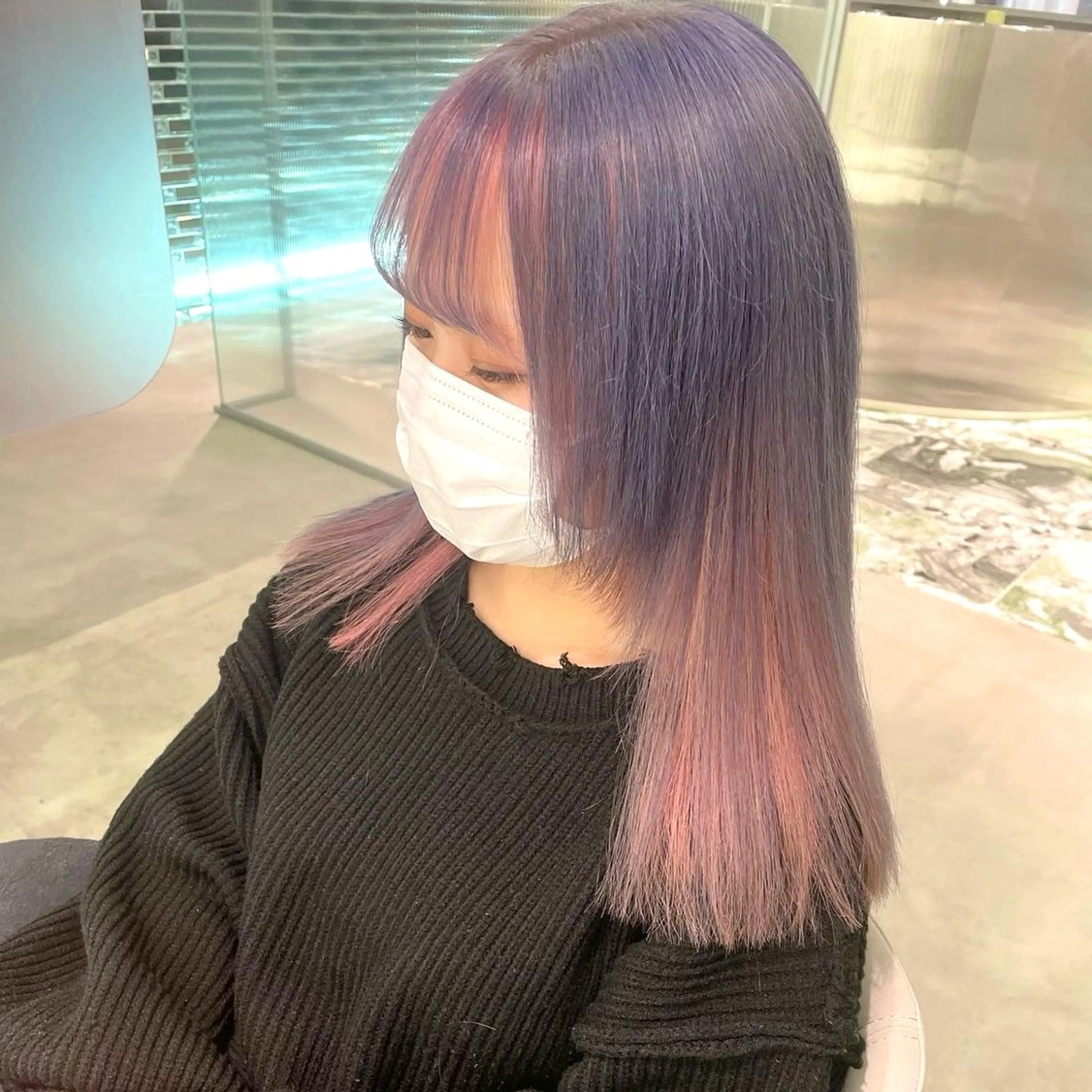 セミロング カラー ブリーチ ピンクカラー ヘアカラー トリートメント 🌷ケアブリーチ /透明感/れい🌷のヘアスタイル