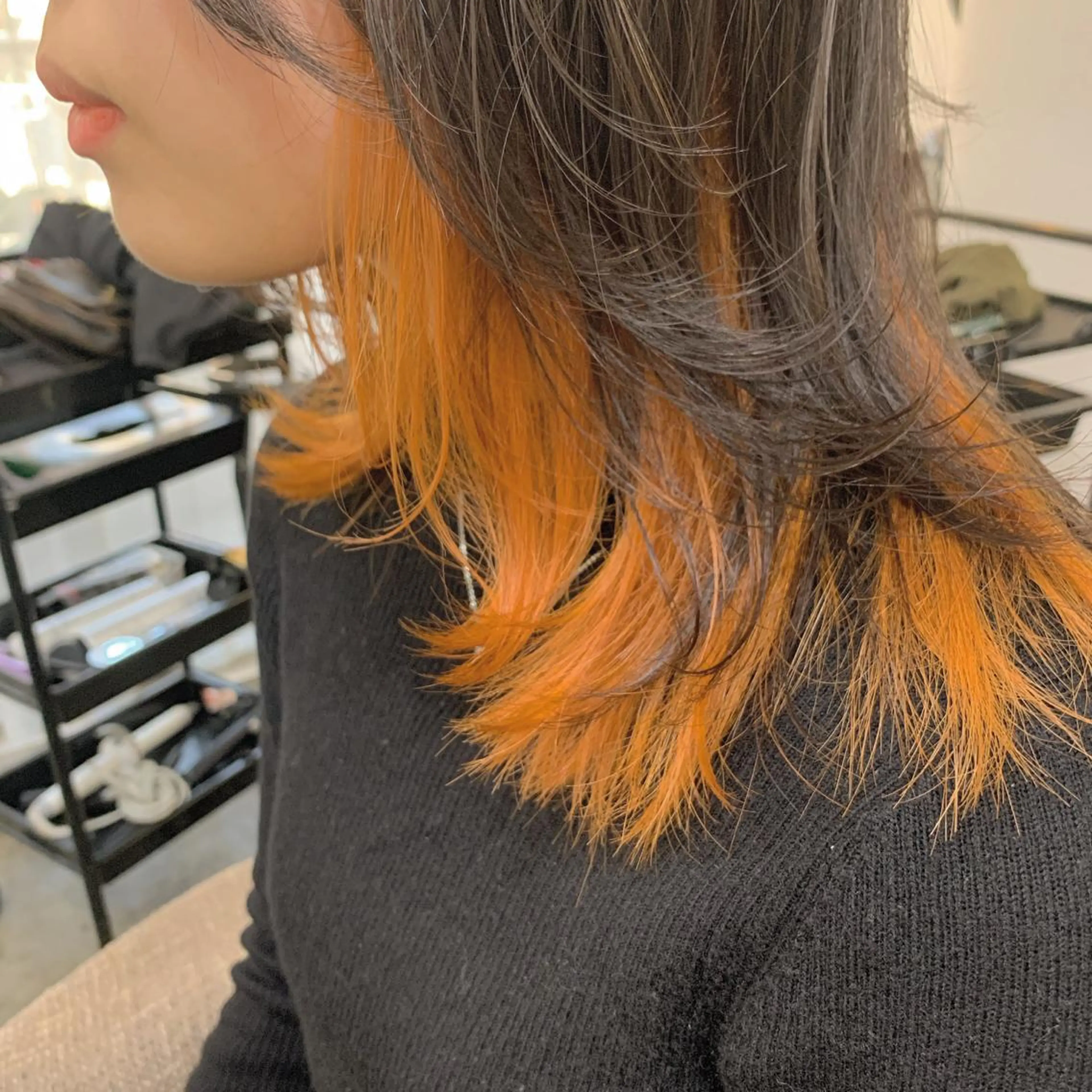 ミディアム カラー アディクシーカラー アッシュ バレイヤージュ ミストバング ベージュカラー ヘアカラー トリートメント ヘアセット 髪質改善色素改善特化 keiのヘアスタイル