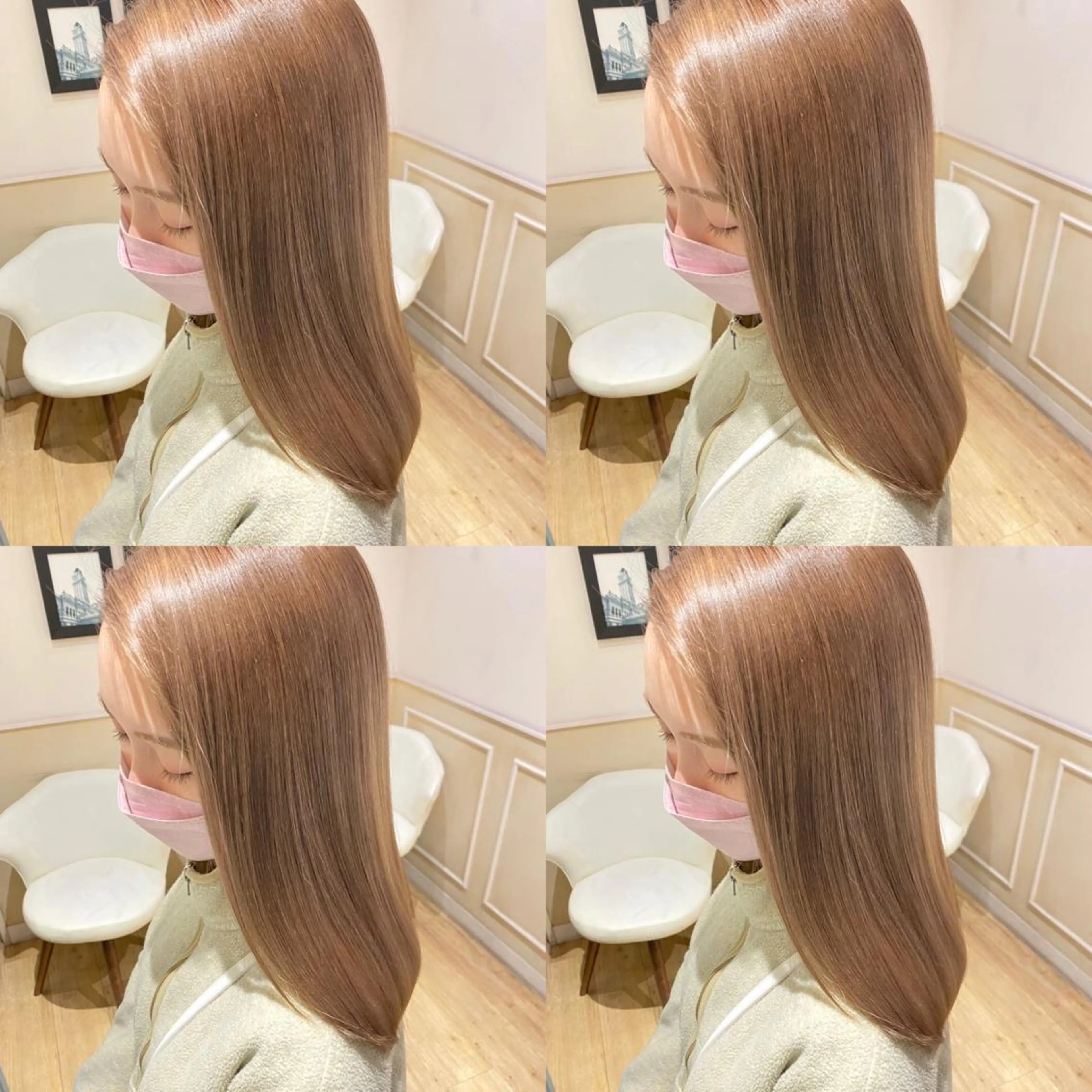 セミロング カラー アッシュ ベージュカラー ハイライトカラー ハイトーンカラー イルミナカラー カット ヘアカラー トリートメント 当日予約可能です！ 宜しくお願いします！のヘアスタイル