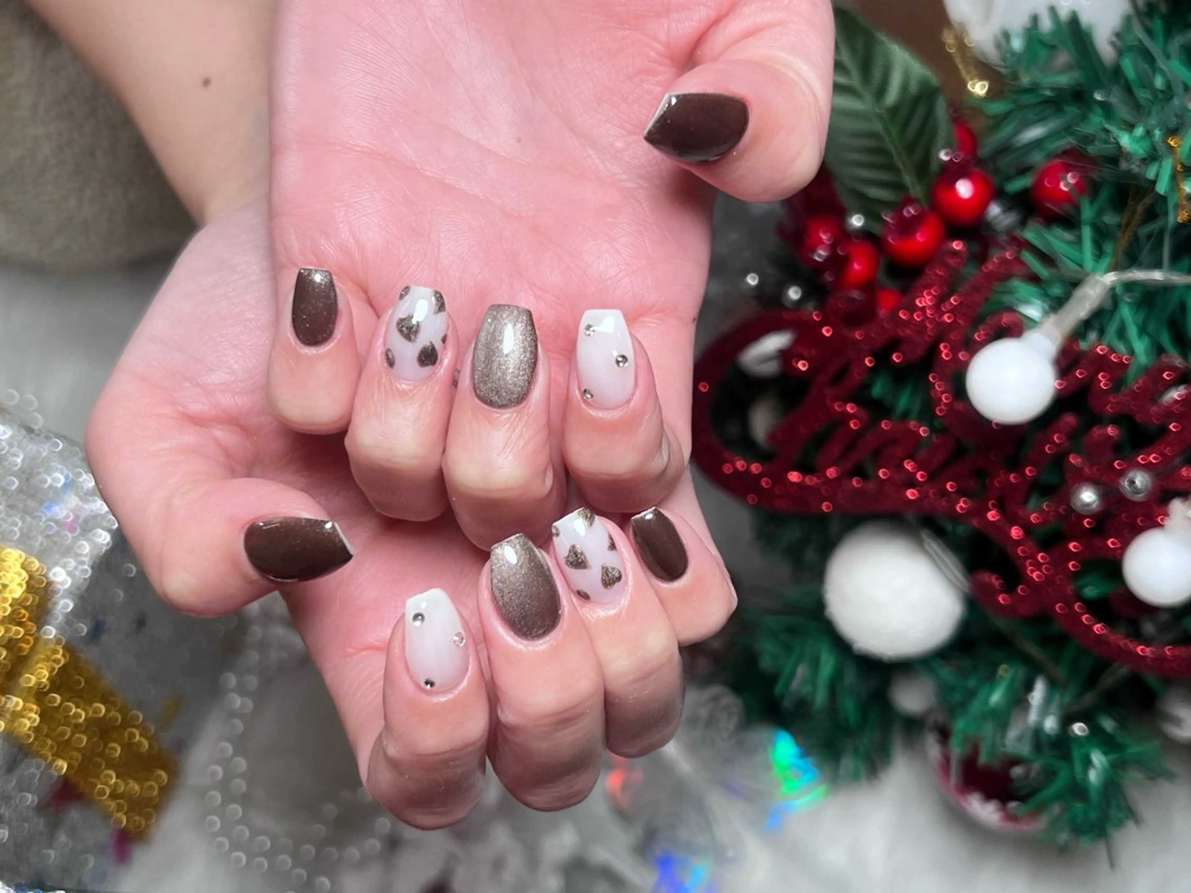 ネイル ロングネイル 持ち込み スカルプネイル 冬ネイル クリスマス ハンドネイル Painty所属・Painty nailのネイルデザイン