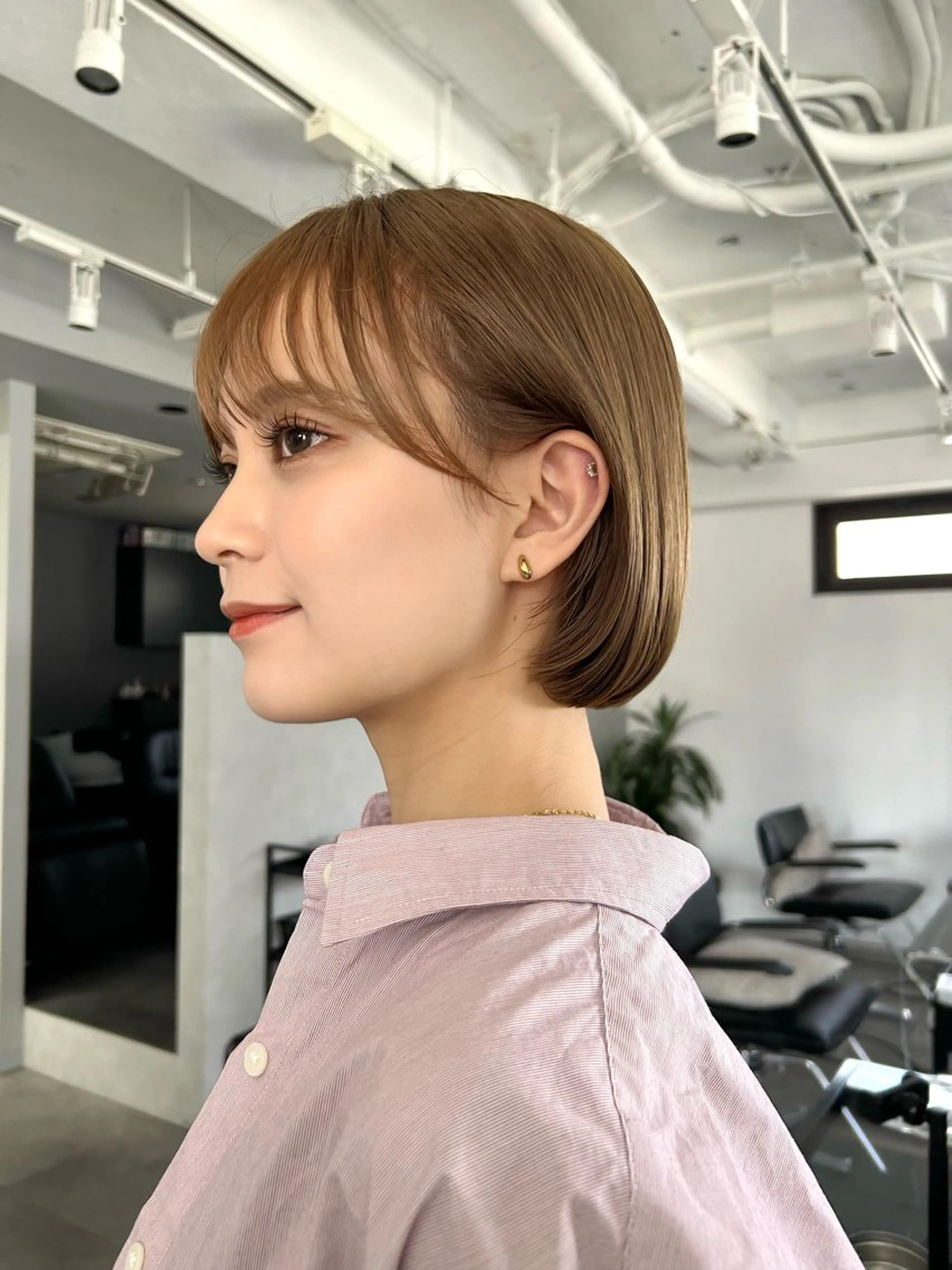 ショート ボブ 小顔カット カット 縮毛矯正 結べるくびれボブ/透 明感カラーtaigaのヘアスタイル