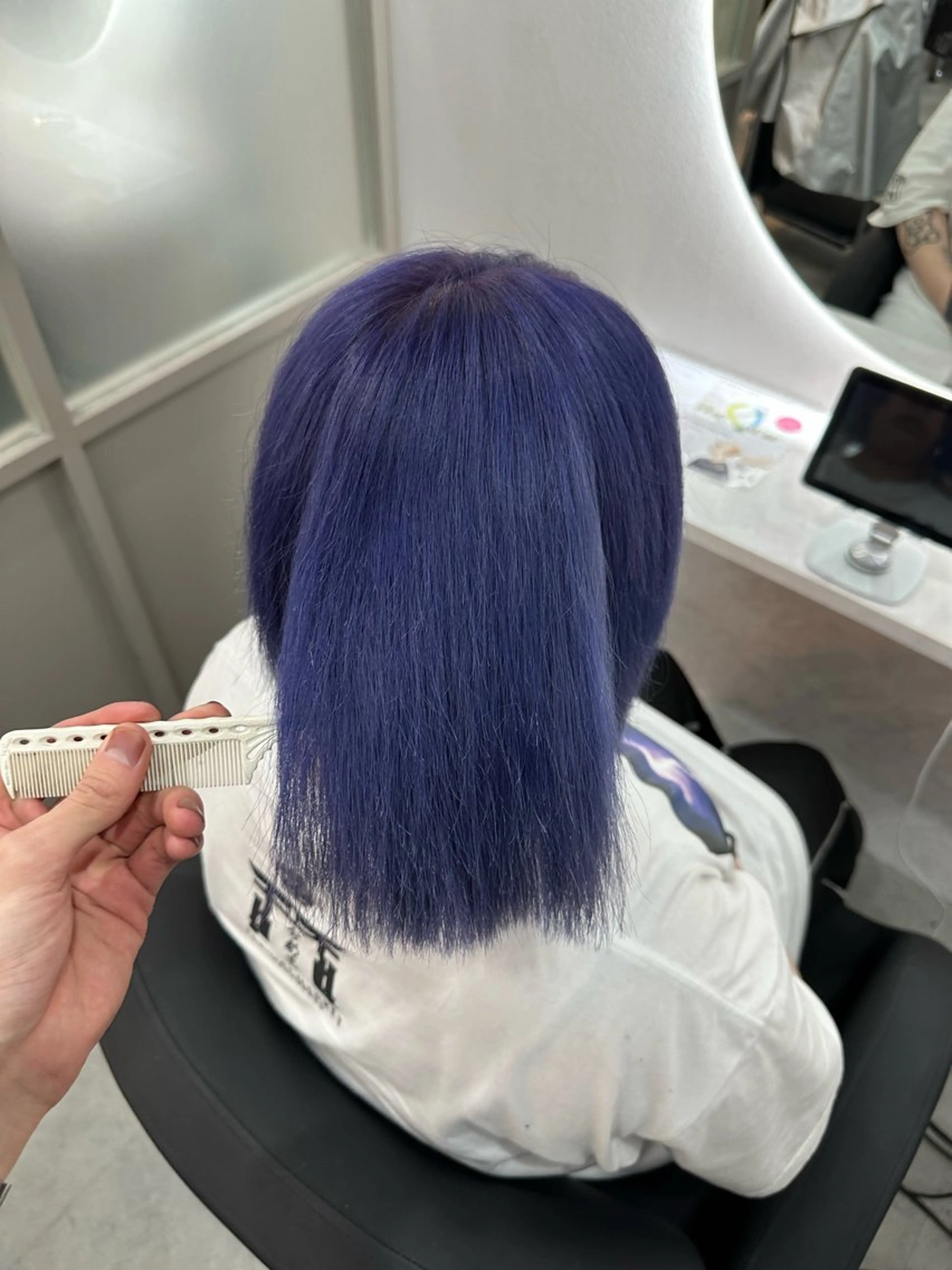 ロング カラー ブリーチ ブルーカラー ケアブリーチ ダブルカラー ラベンダーカラー ヘアカラー トリートメント ヘアセット ALLENhair 森野太一のヘアスタイル