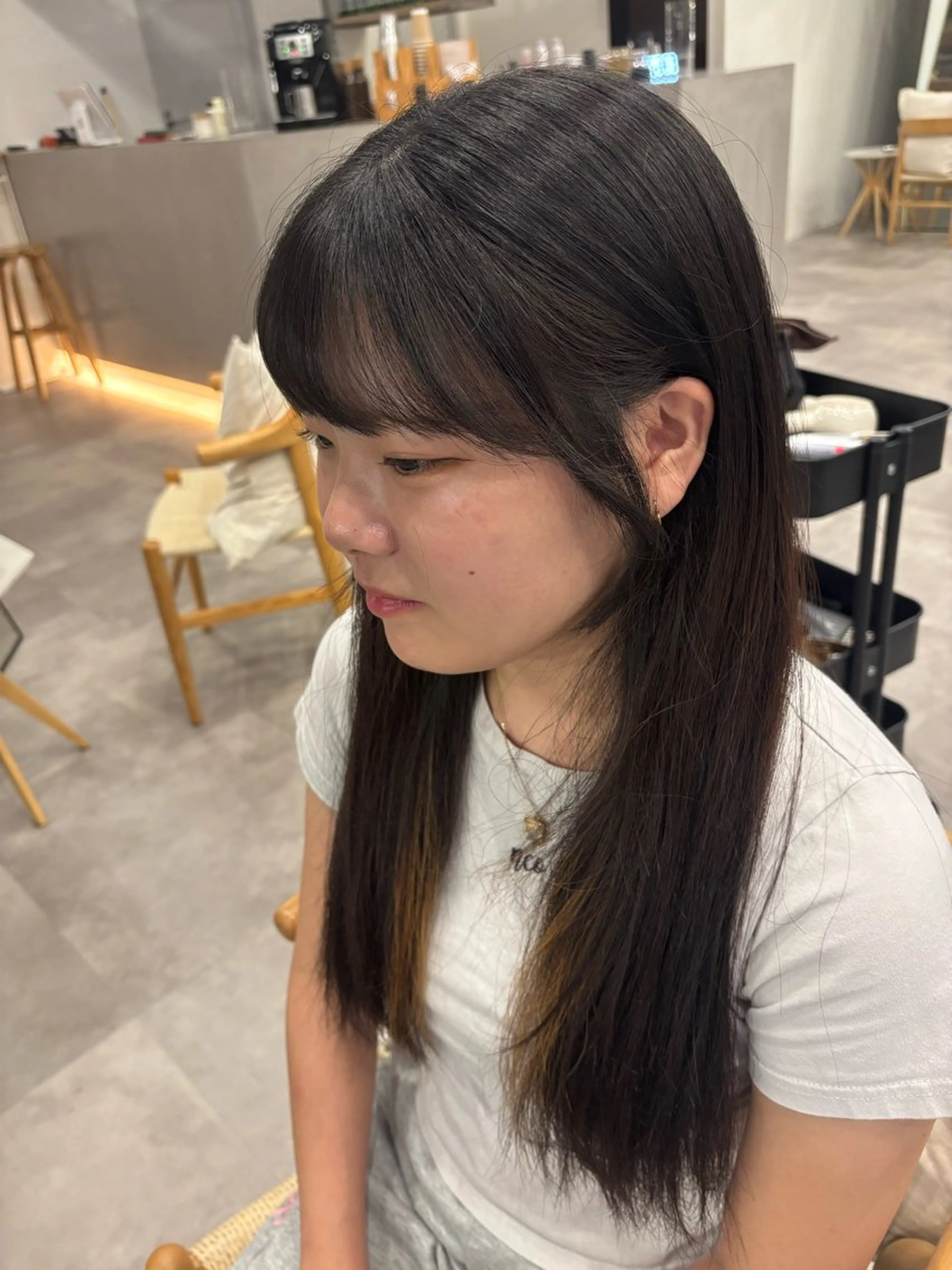 ロング 顔周りカット カット たなき ゆうかのヘアスタイル