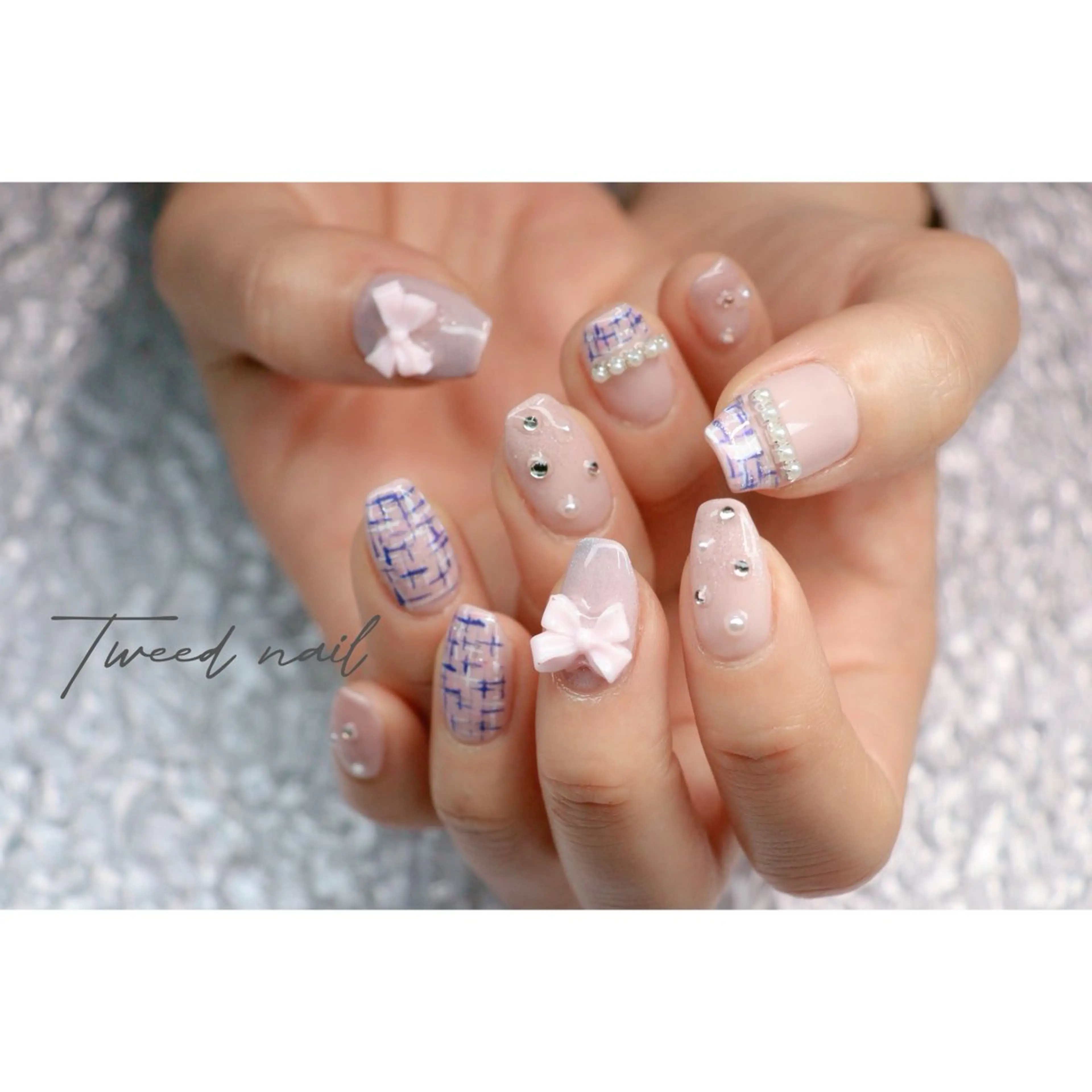 ネイル 持ち込み リボン ハンドネイル mapple nailのネイルデザイン